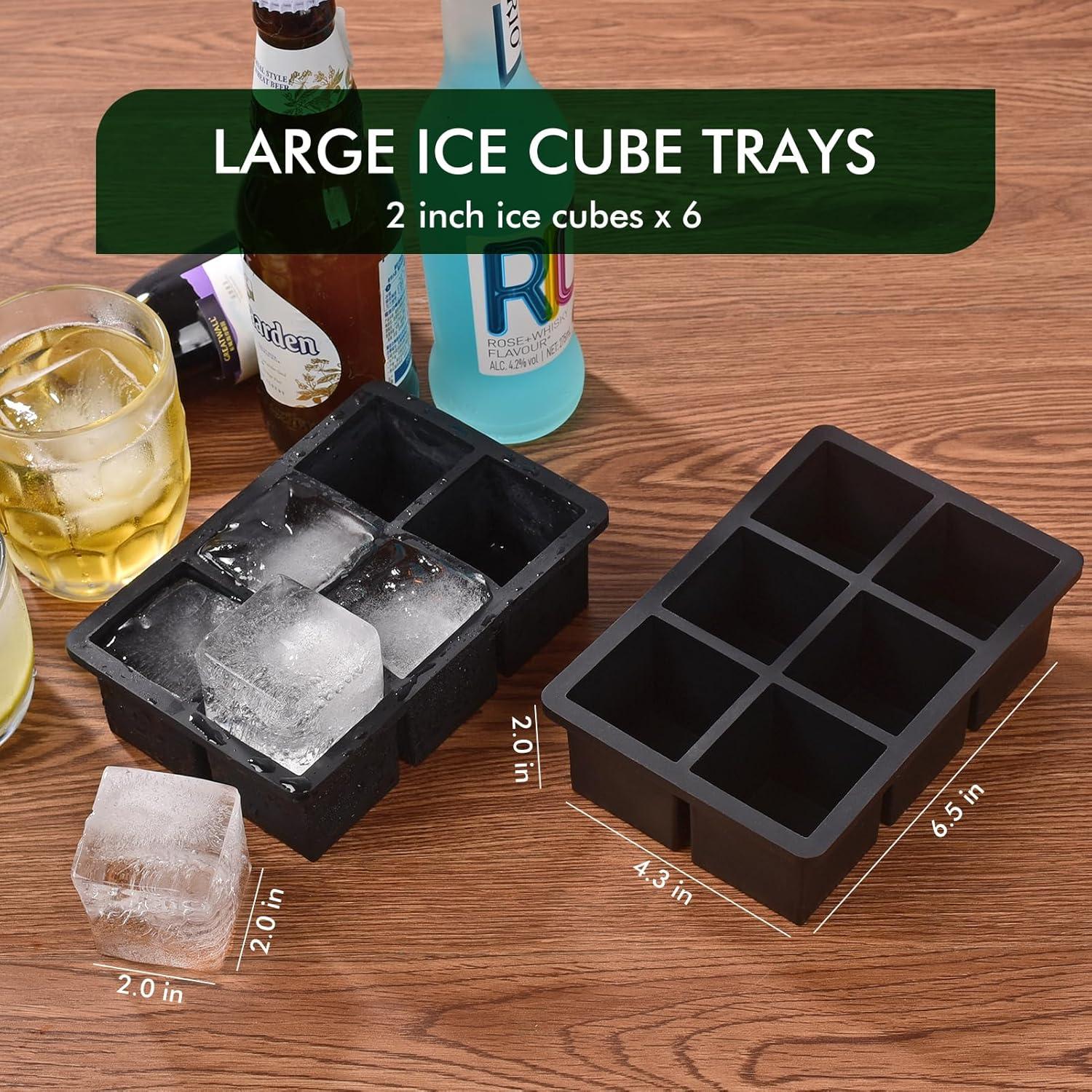 Bandeja de Hielo SLGOL con Tapa - 2 Moldes Silicona 6 Cubos