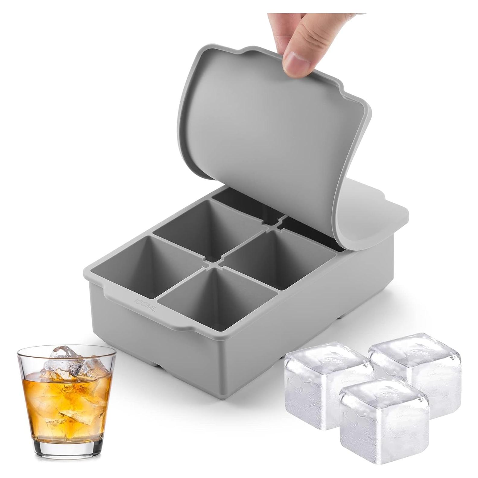 Bandeja de Hielo Grande Nax Caki con Tapa - Silicona Cuadrada