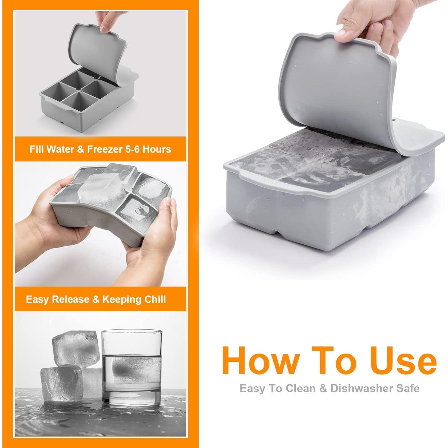 Bandeja de Hielo Grande Nax Caki con Tapa - Silicona Cuadrada