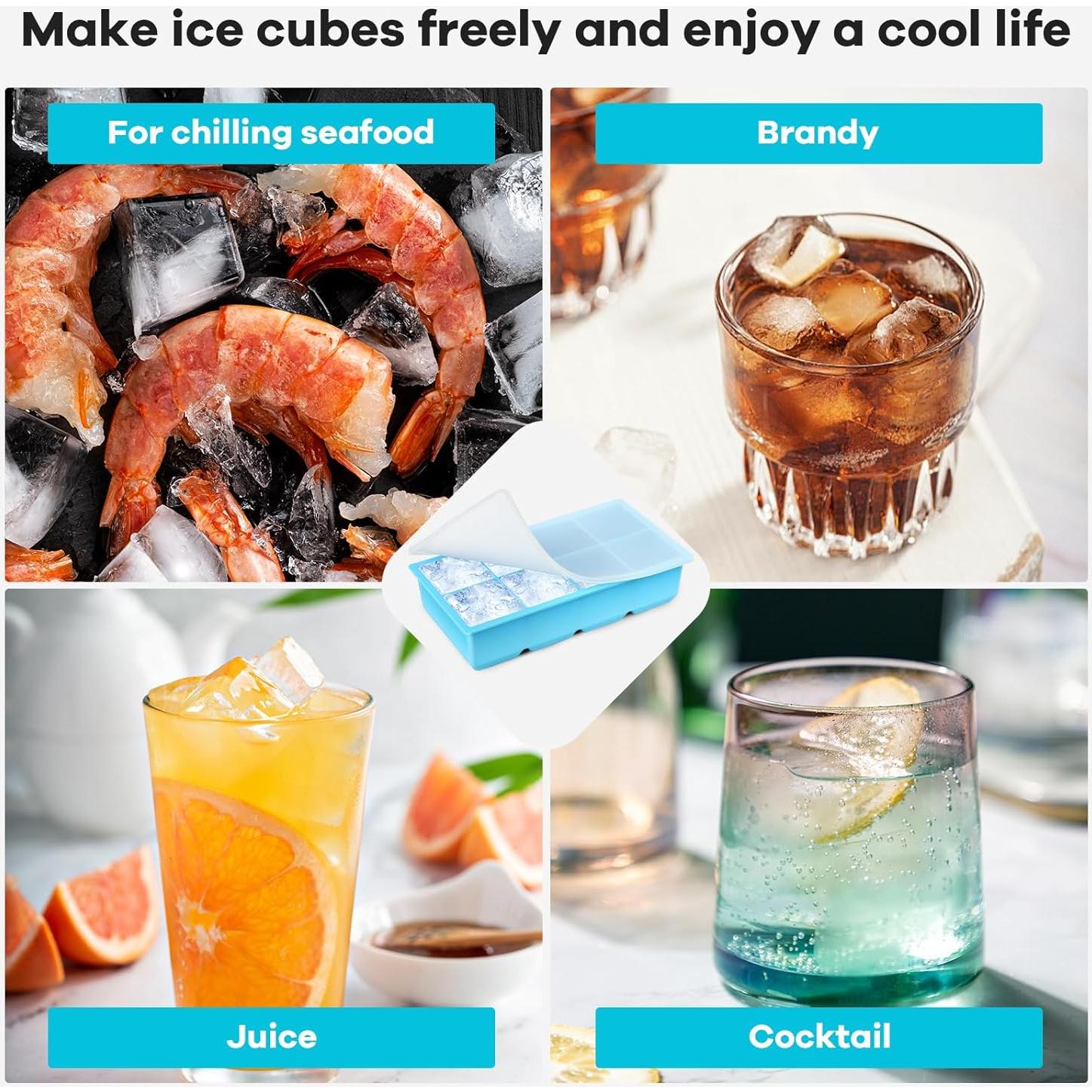 Bandejas de Hielo de Silicona Xfbaozxy 2 Paquetes 8 Rejillas