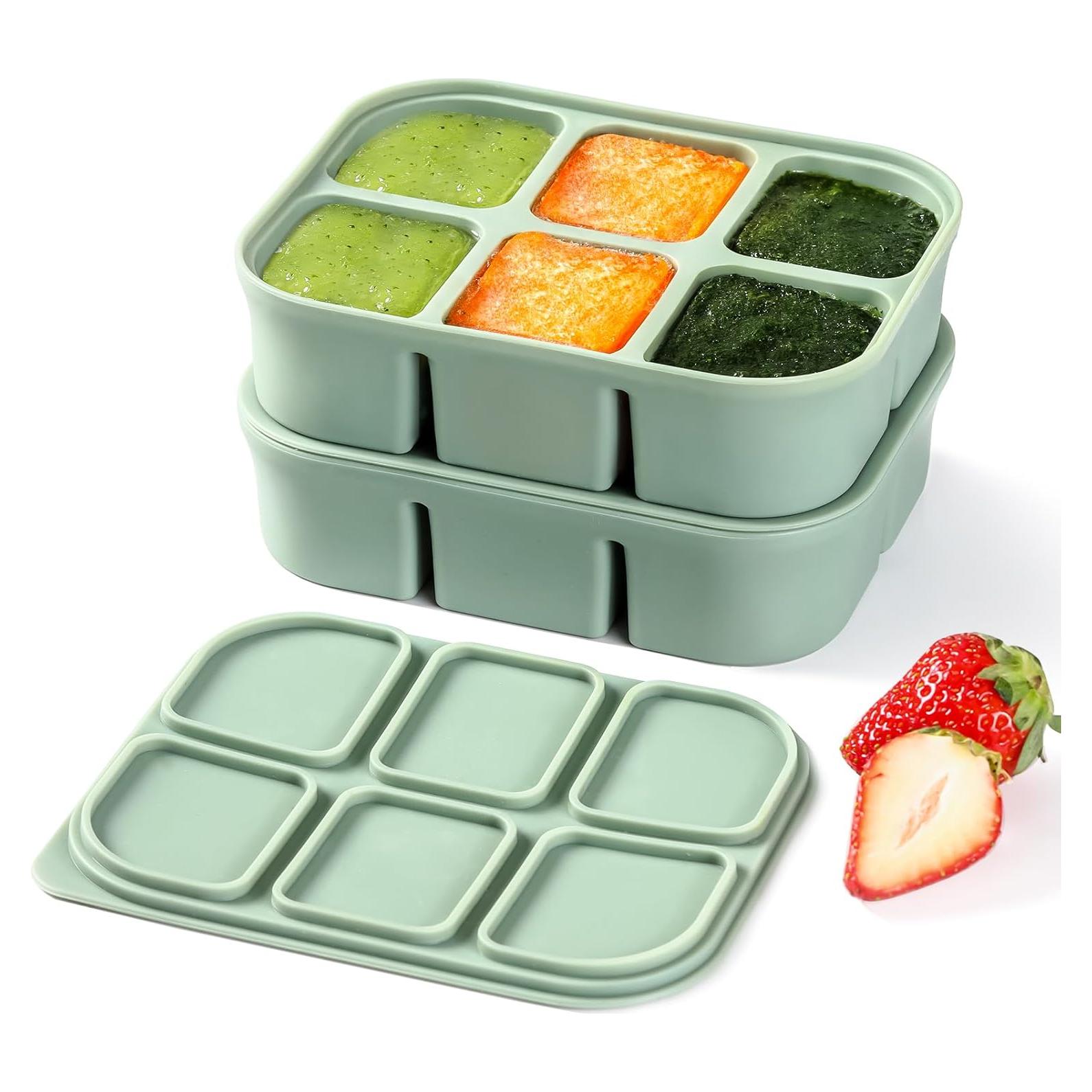 Bandeja de Hielo Nbyouw 2 Pack Silicona Libre BPA Verde 6 Cubos