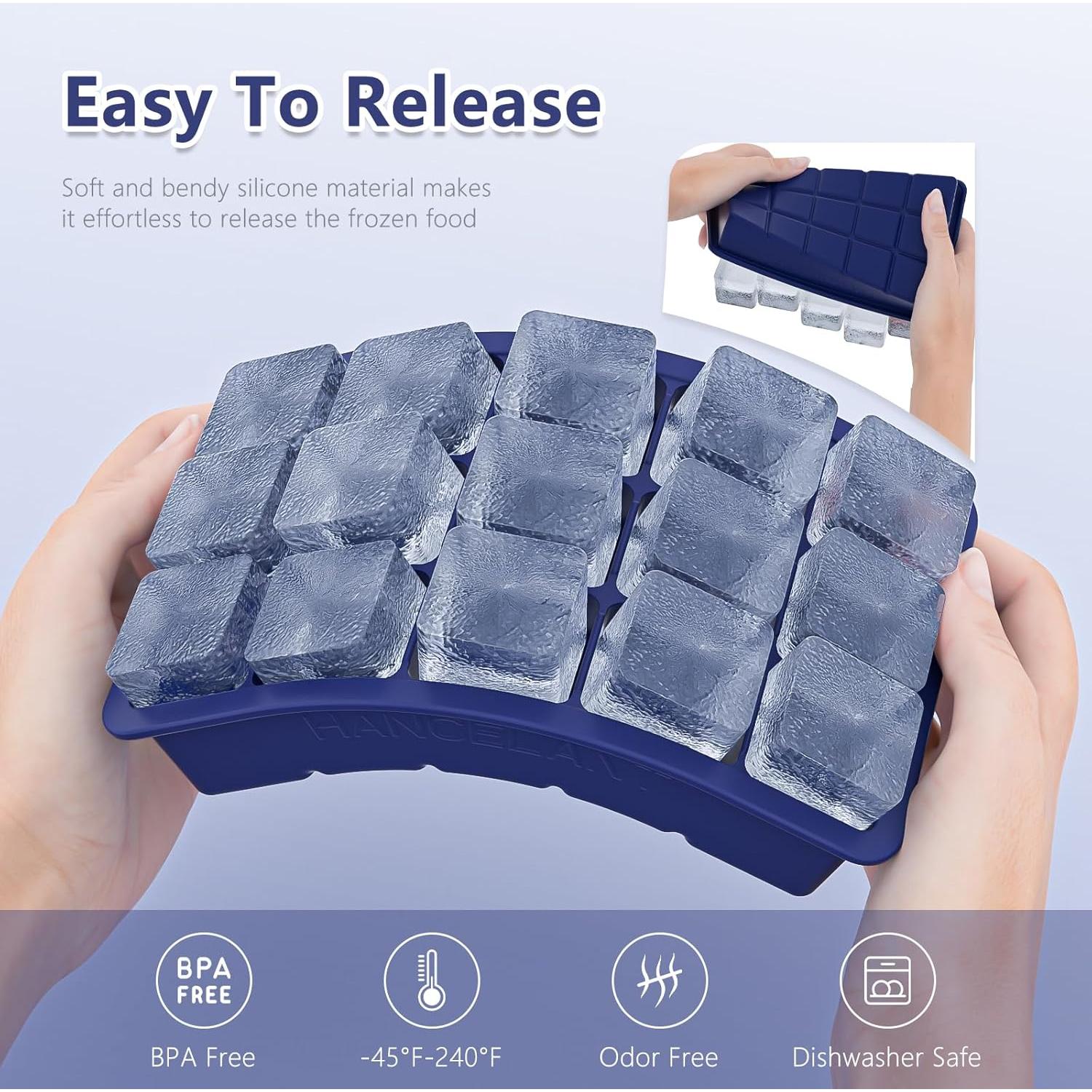 Bandejas de Hielo de Silicona HANCELANT 2 Piezas 19x12cm