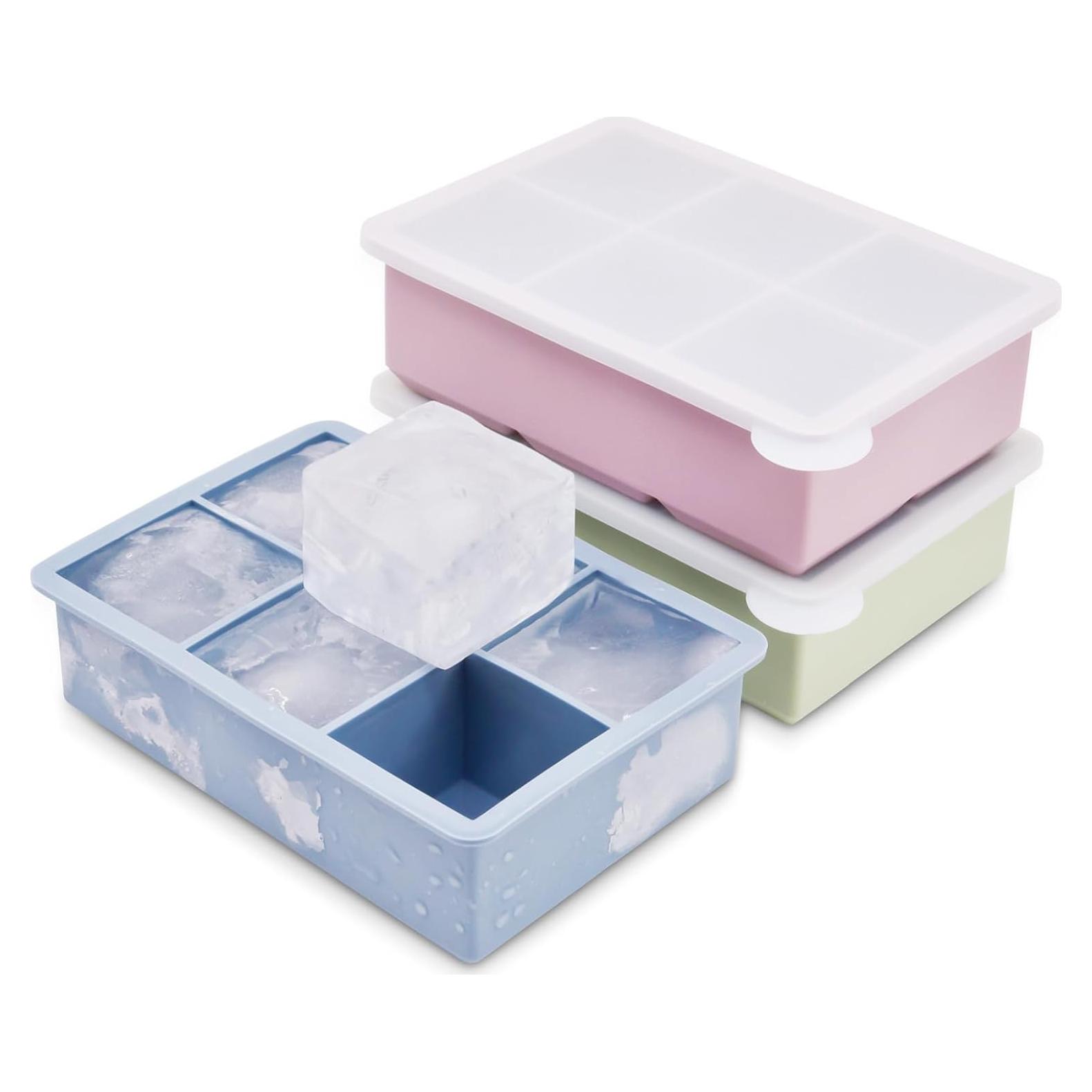 Bandeja de Hielo EOKPHULL 3 Moldes Silicona con Tapa 6 Cubos