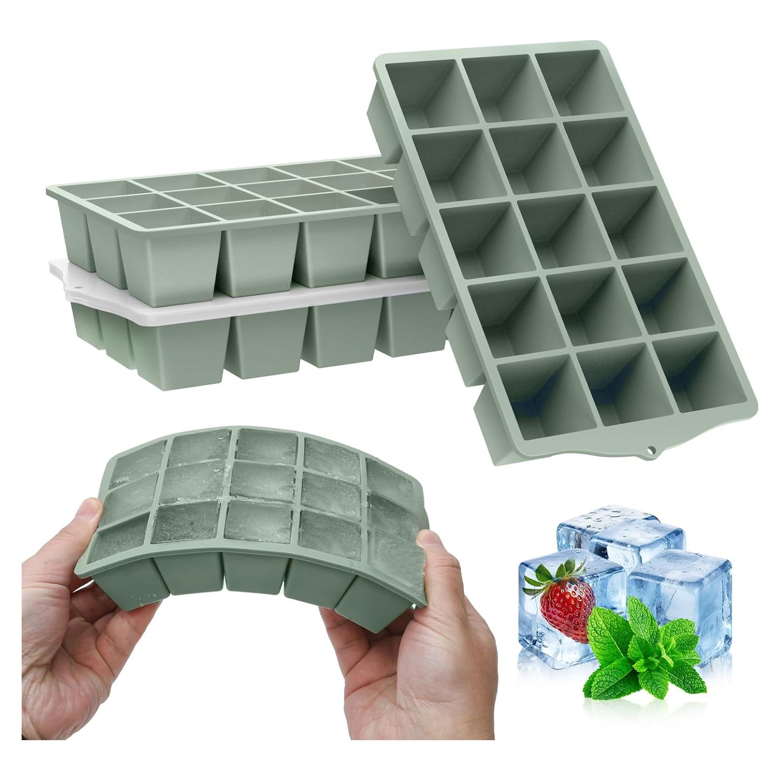 Bandejas de Hielo de Silicona FANYITY 4-Pack Verde Sin BPA