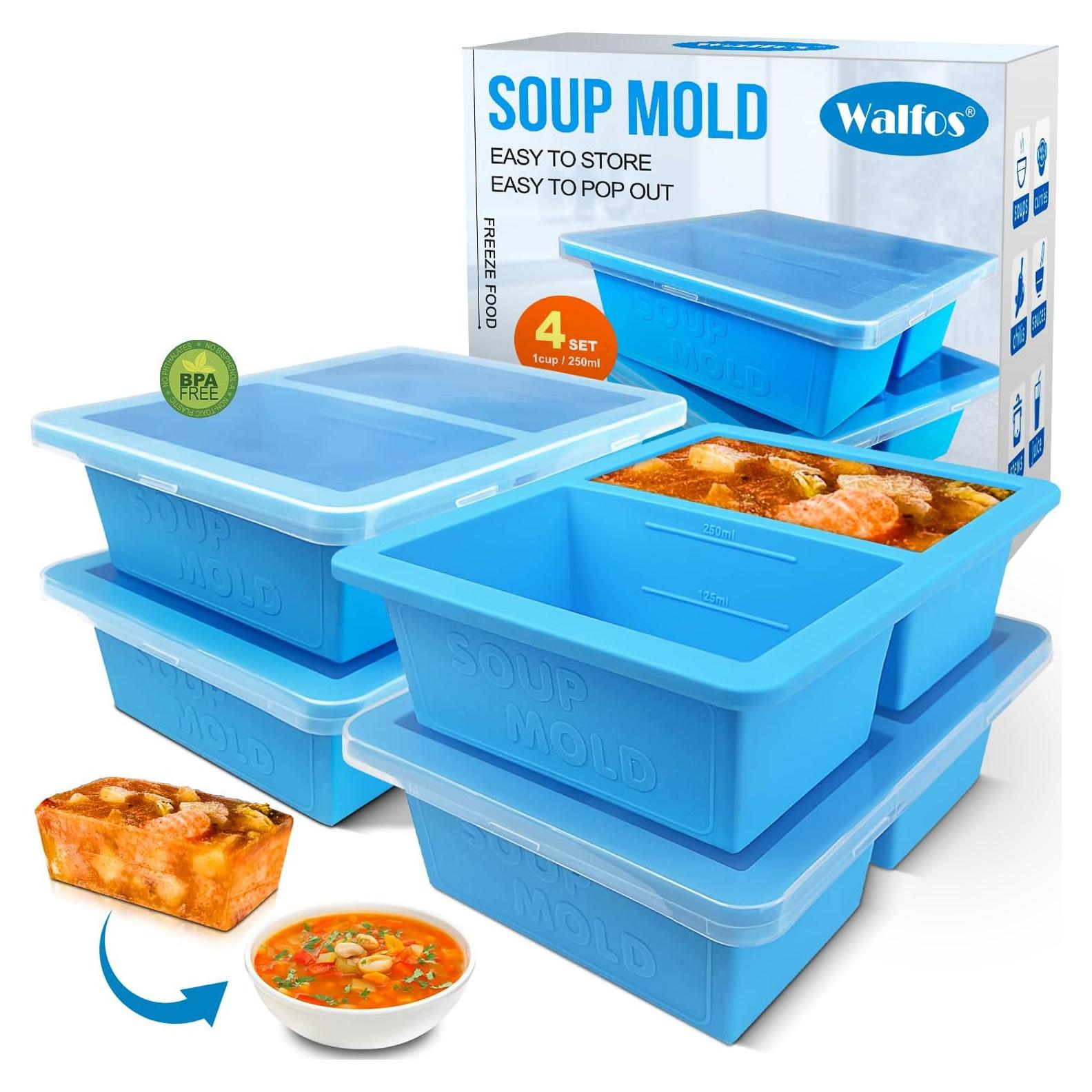 Moldes de Silicona para Congelar Walfos 1 Taza 4 Piezas