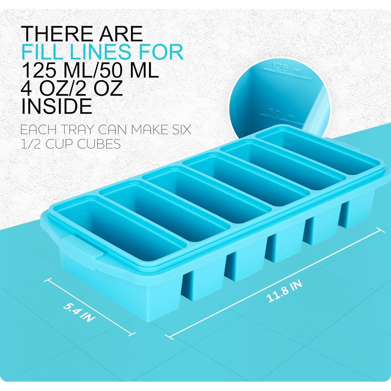 Bandeja de silicona Xomoo 6 rejillas 1/2 taza con tapa
