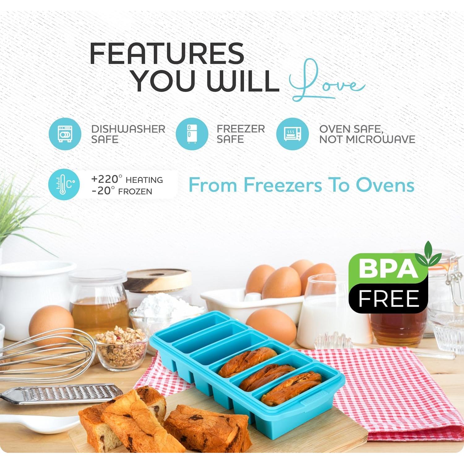 Bandeja de silicona Xomoo 6 rejillas 1/2 taza con tapa