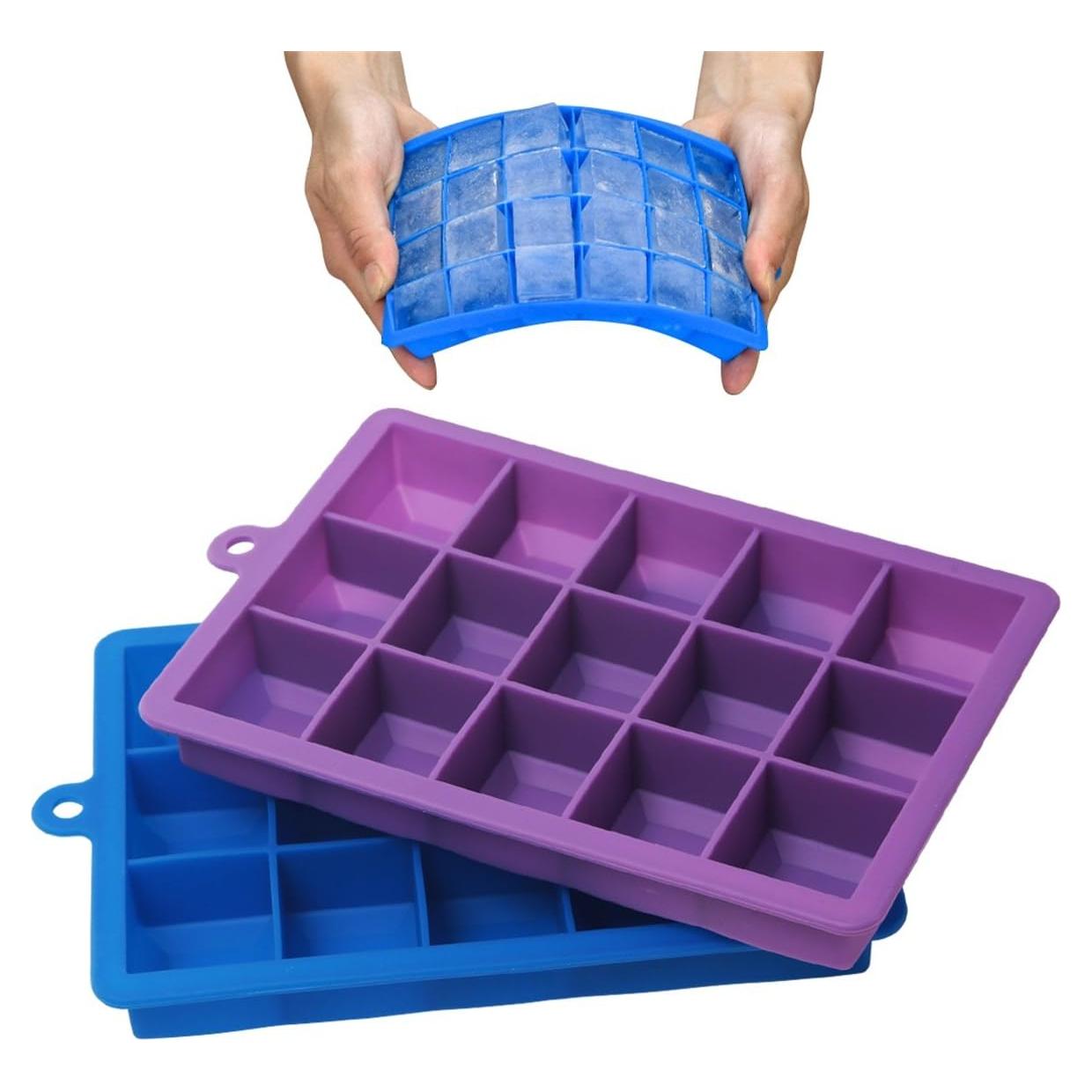 Bandejas de Hielo de Silicona Szxc - 2 Piezas 15 Cubos 17.78x12.7cm