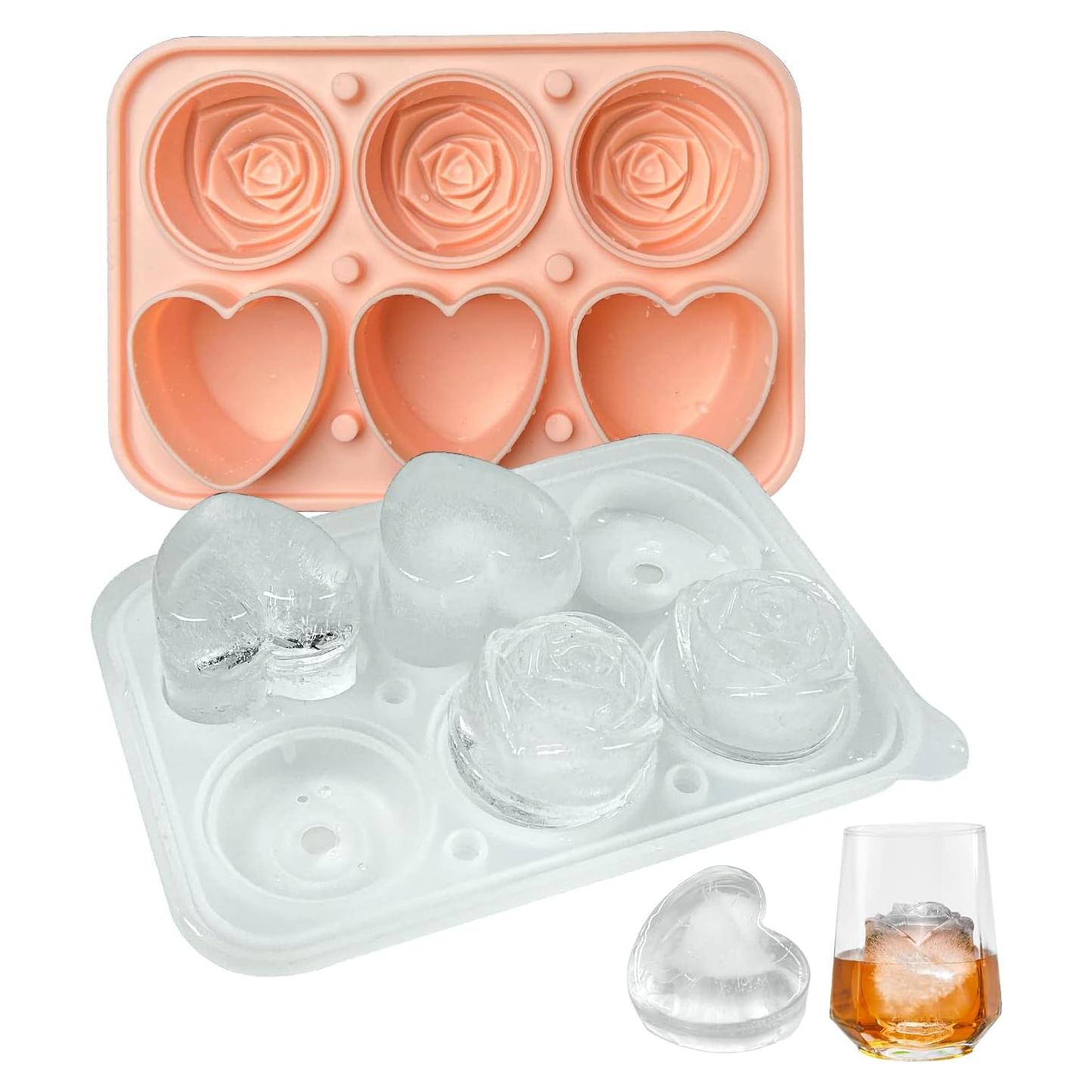 Molde de Hielo de Silicona IDVVSSX Rosa Corazón y Flor