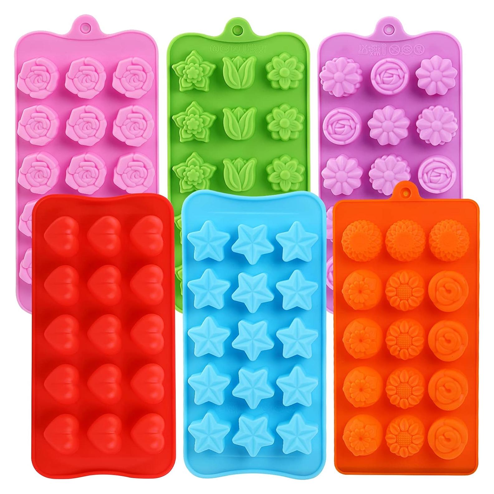 Juego de Moldes de Silicona para Chocolate FIRETREESILVERFLOWER 6 Piezas