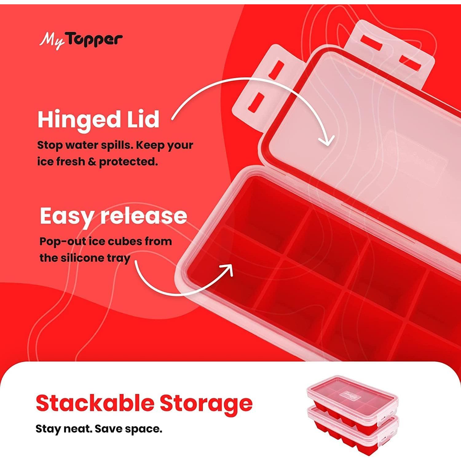 Bandeja de Hielo XL myTopper con 2 Tapas, 14 Cubos, Silicona