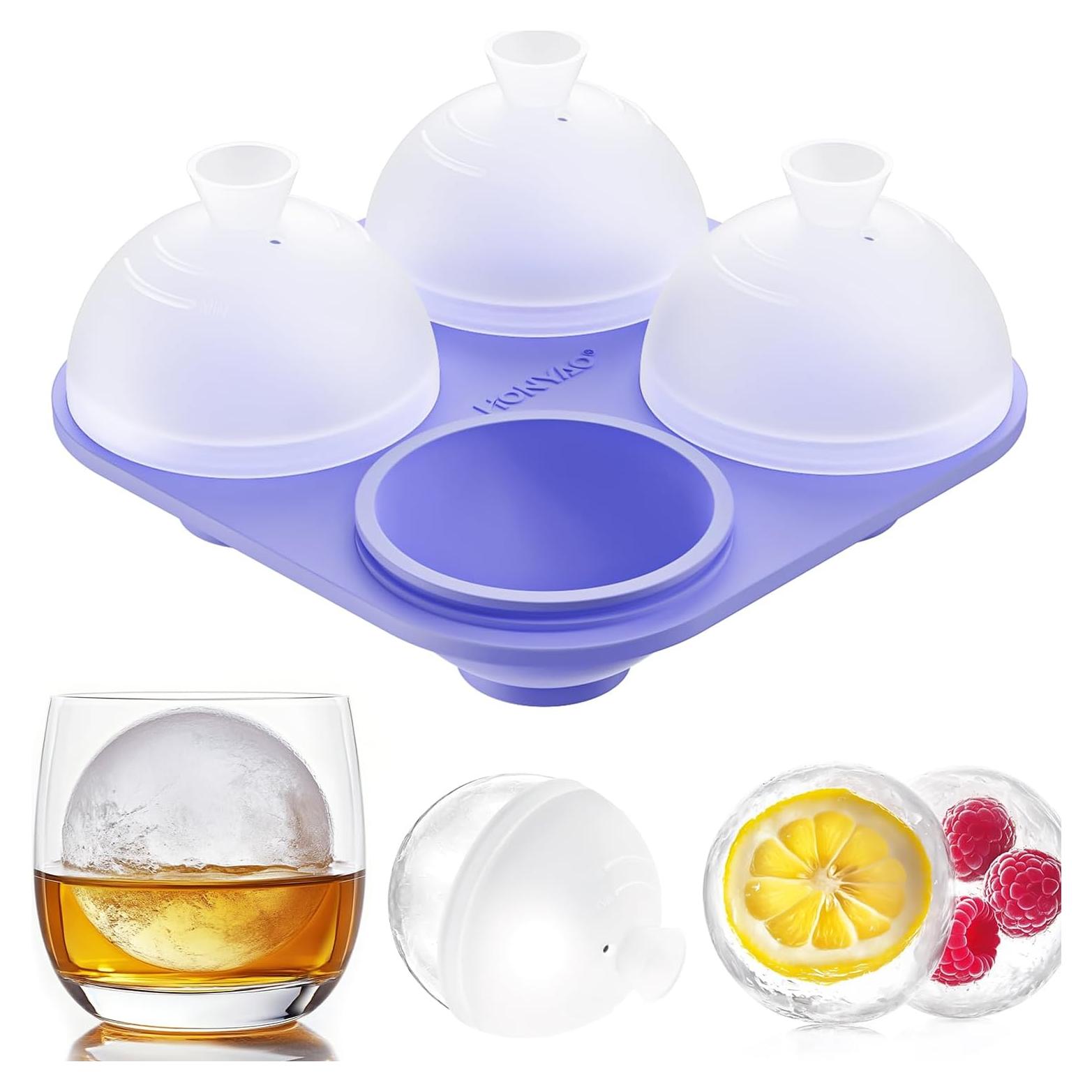 Molde de Hielo Redondo HONYAO 4 Bolas 6.1 cm Silicona BPA Libre