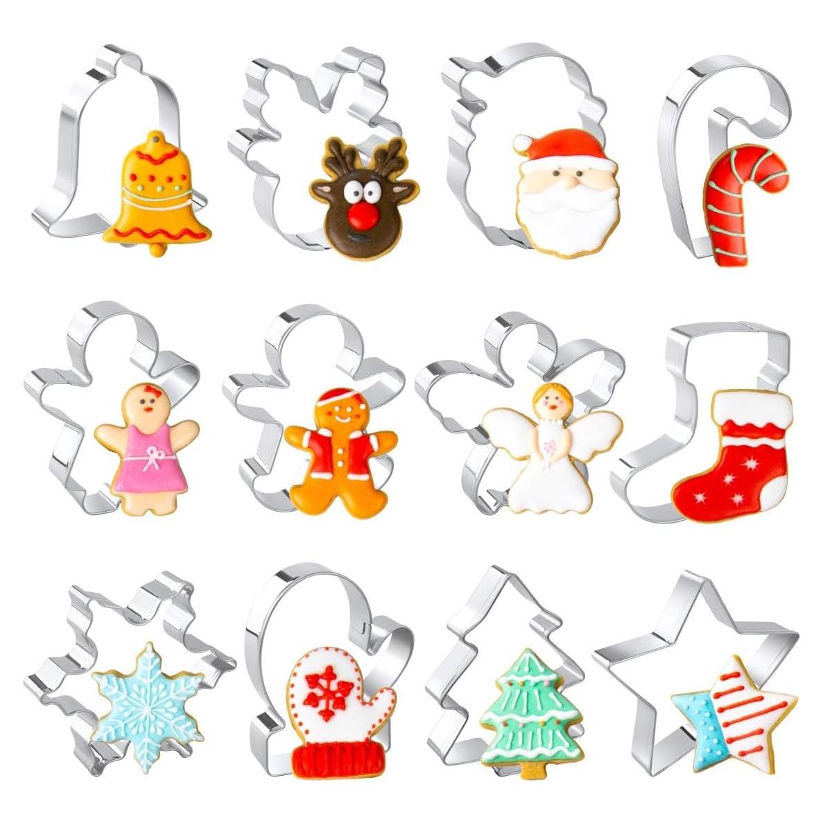 Juego de Cortadores de Galletas de Navidad QtoiKce - 12 Piezas Acero Inoxidable