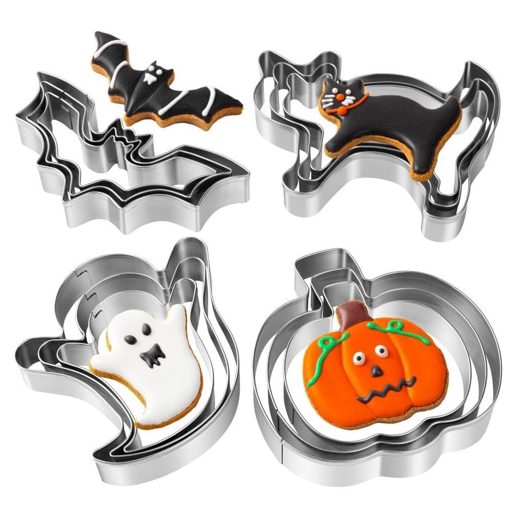 Juego de Cortadores de Galletas Halloween BYkooc - 12 Piezas Acero Inoxidable