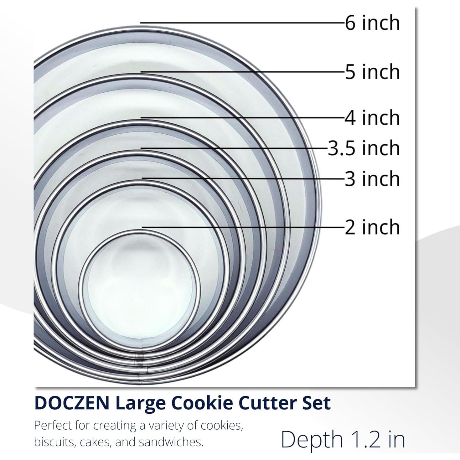 Juego de Cortadores de Galletas Redondos Doczen 6 Piezas Acero Inoxidable