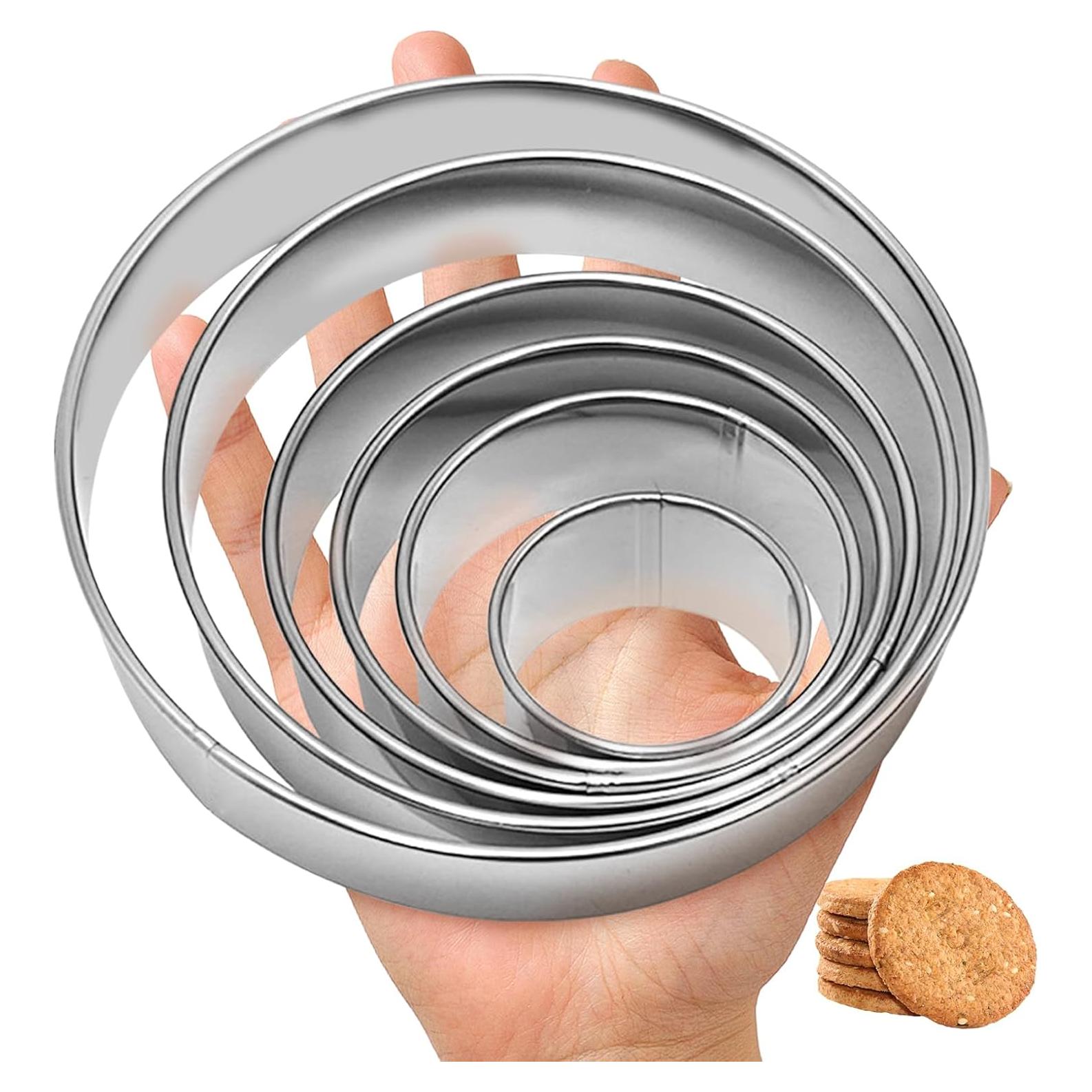 Juego de Cortadores de Galletas Redondos QIYUDA 6 Piezas Acero Inoxidable