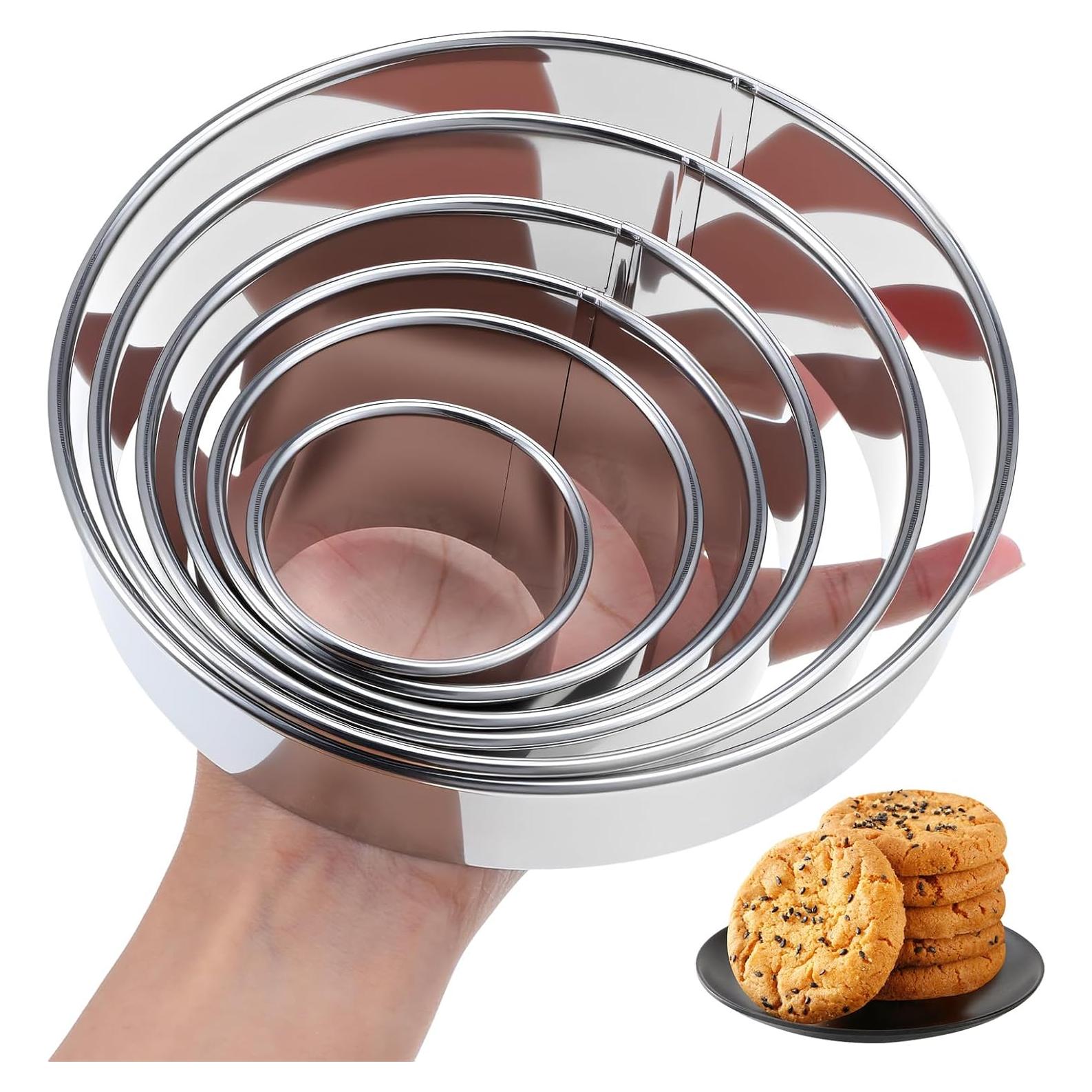 Juego de 6 Cortadores de Galletas Redondos TIESOME Acero Inoxidable