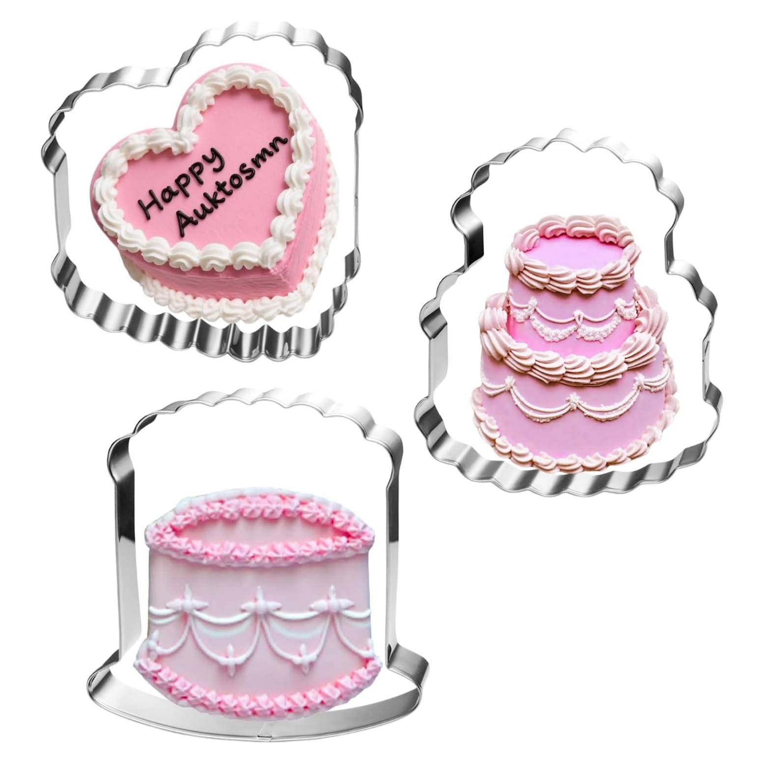 Juego de Cortadores de Galletas Vintage Auktosmn - 3 Piezas - Acero Inoxidable