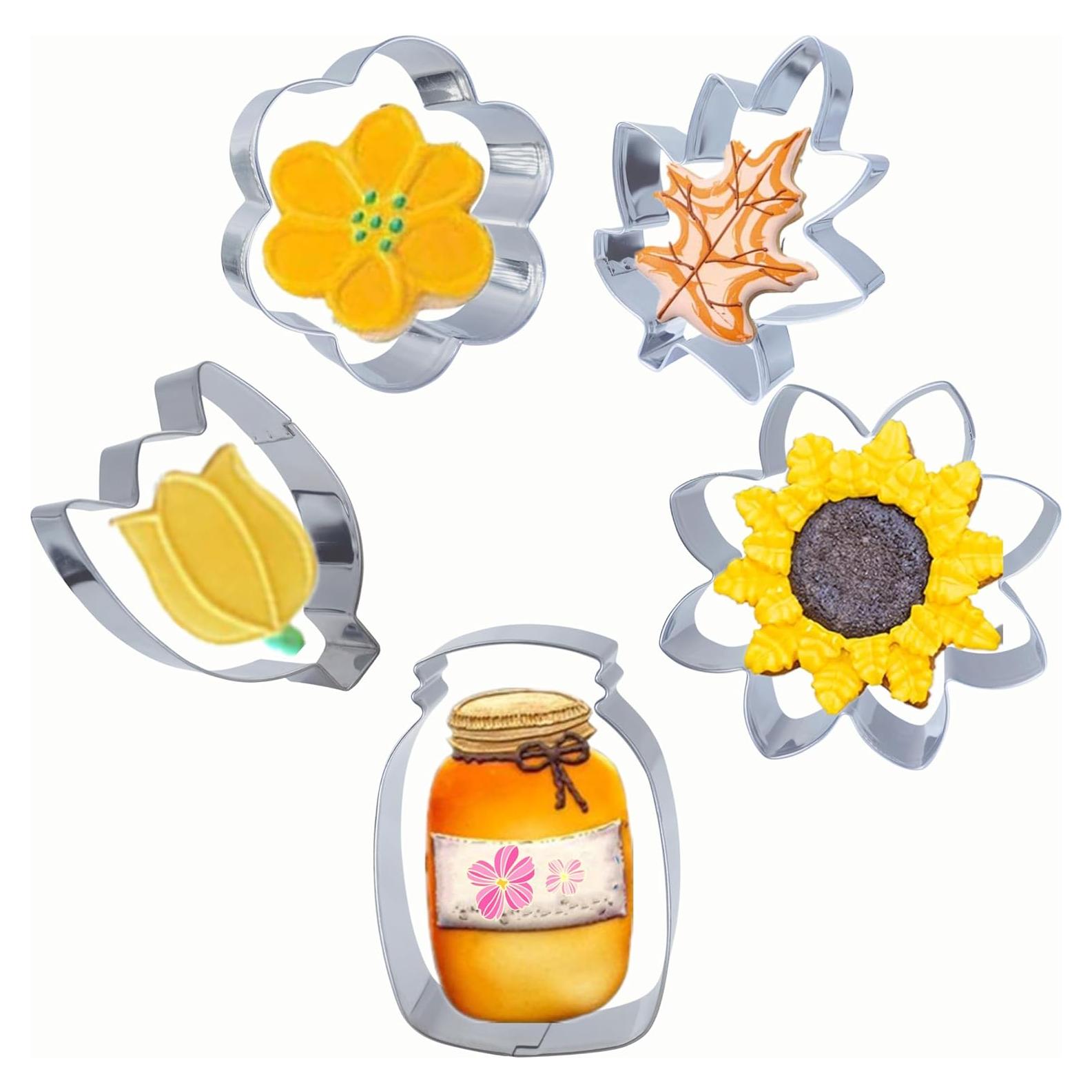 Cortadores de Galletas de Acero Inoxidable TOPYUCHU - 5 Piezas Flores