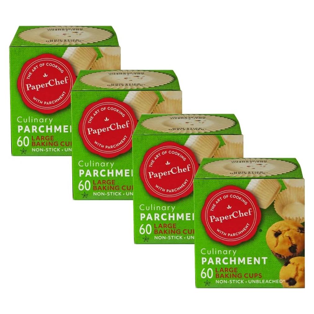 Tazas de Hornear de Papel Pergamino PaperChef - 60cl - Paquete de 4