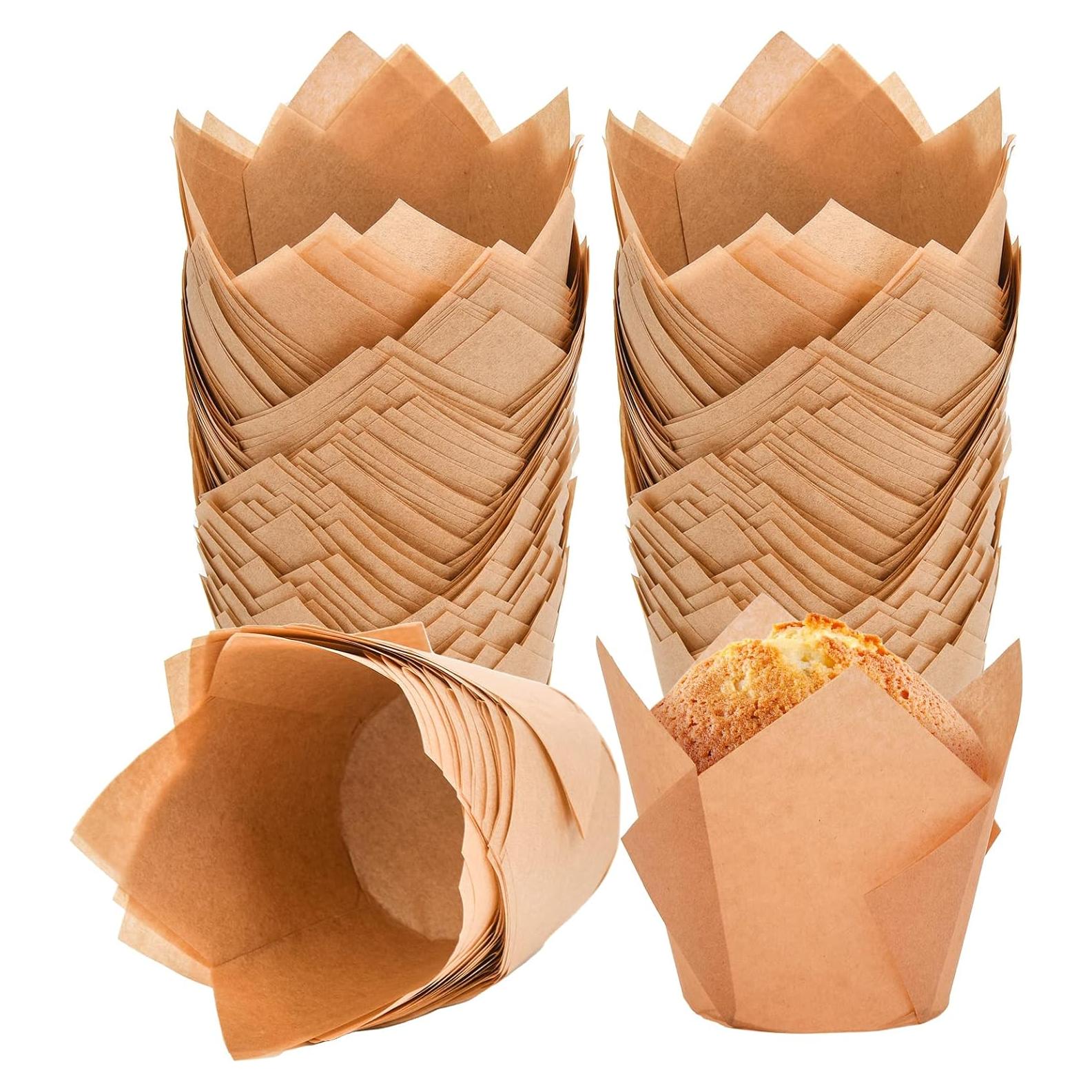 200 Moldes para Cupcakes Tulipán DC QZHMKJ Natural 8 cm