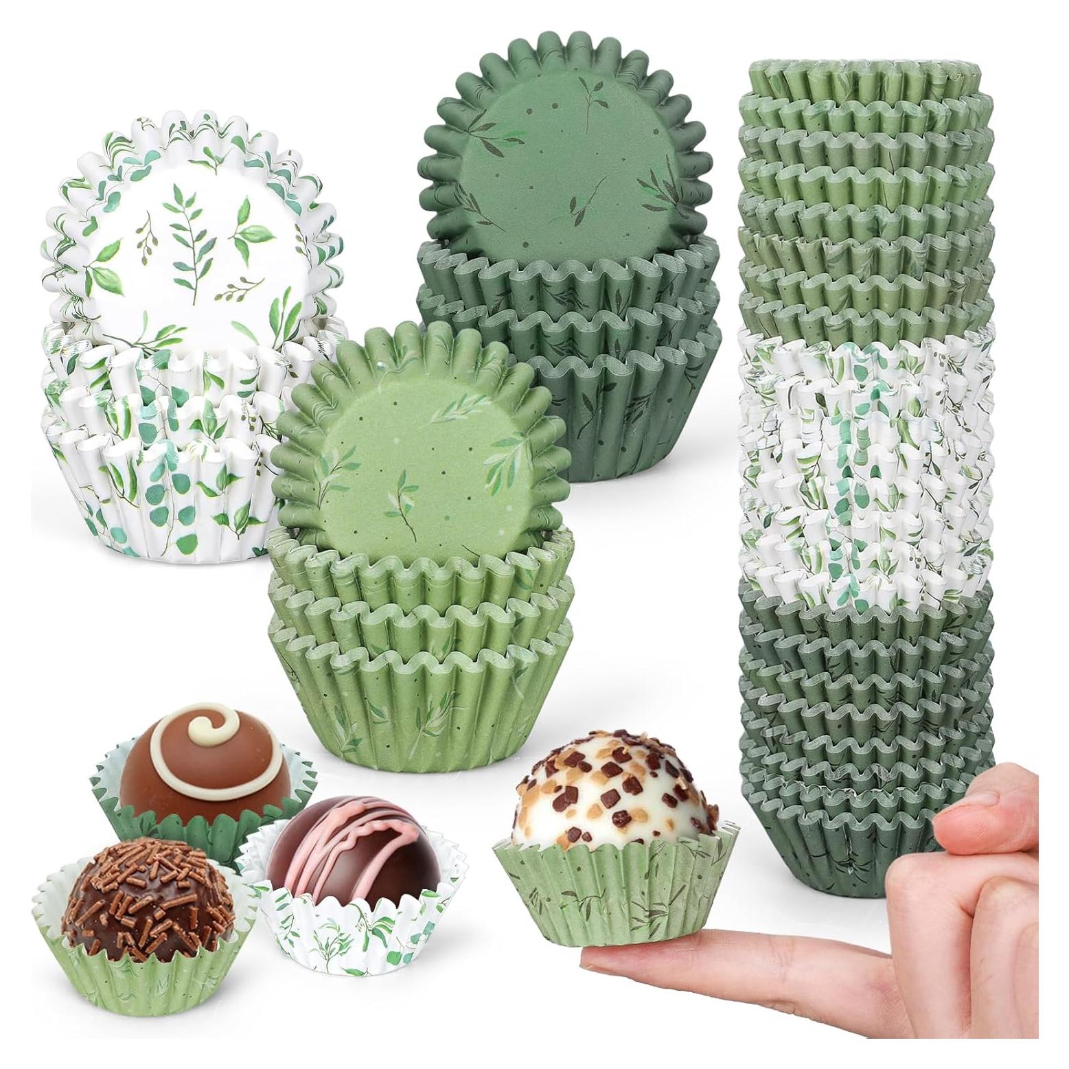 Forros de Cupcake Desechables Whaline 600Pcs Verde Eucalipto