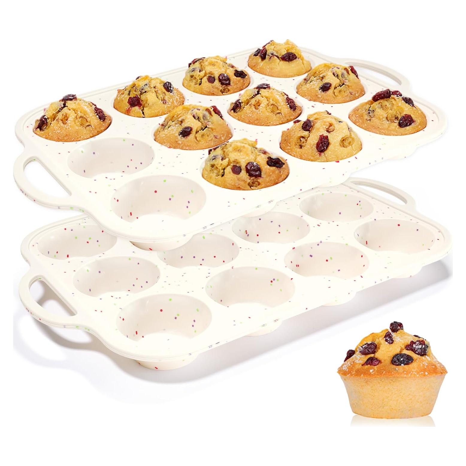 Molde de Muffin de Silicona CAKETIME 12 Tazas Antiadherente