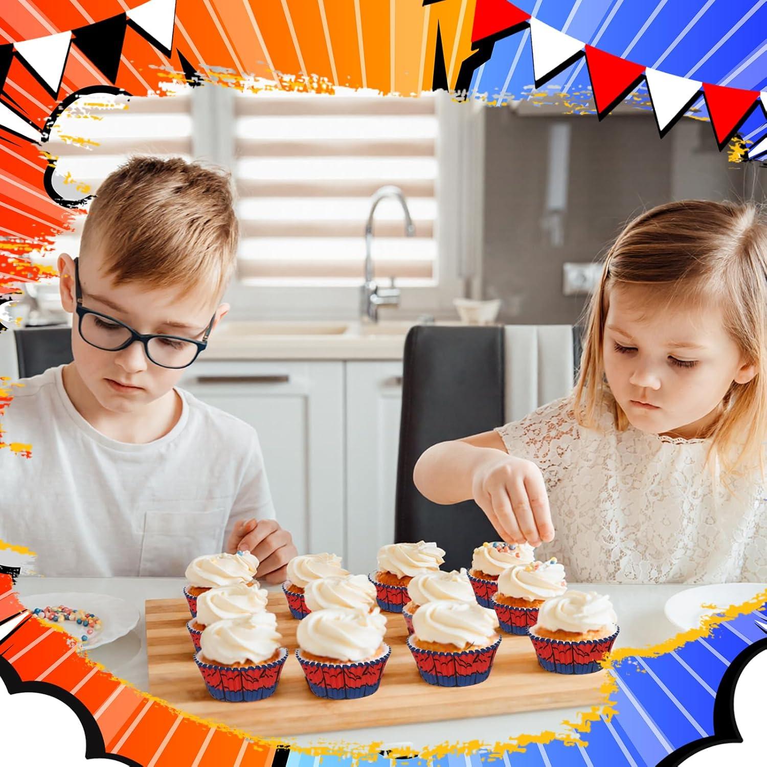 300 Forros de Papel para Cupcakes Reallnaive Rojo Azul 5 cm