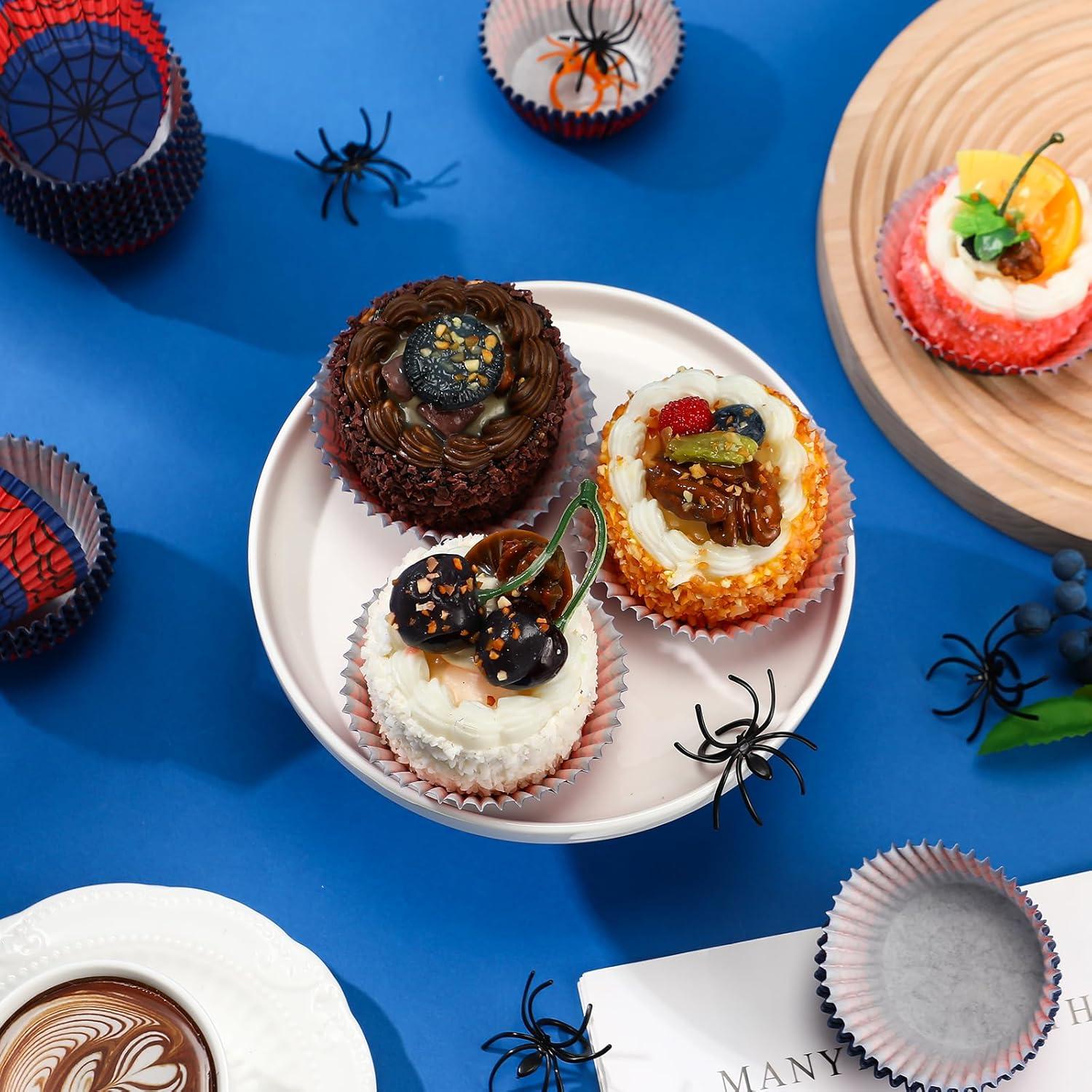 300 Forros de Papel para Cupcakes Reallnaive Rojo Azul 5 cm