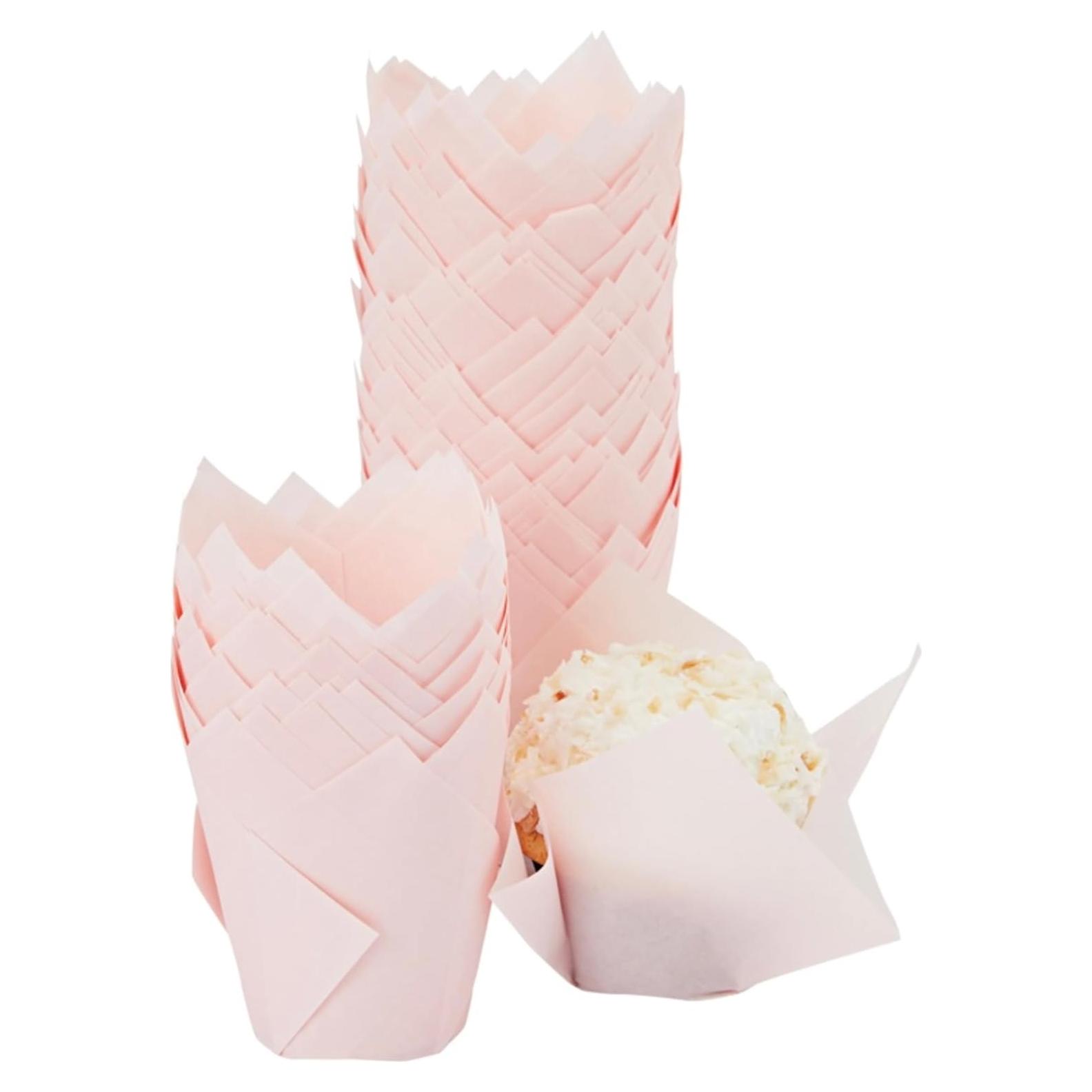 Forros de Cupcake Tulip Pink Juvale - 100 Piezas Desechables