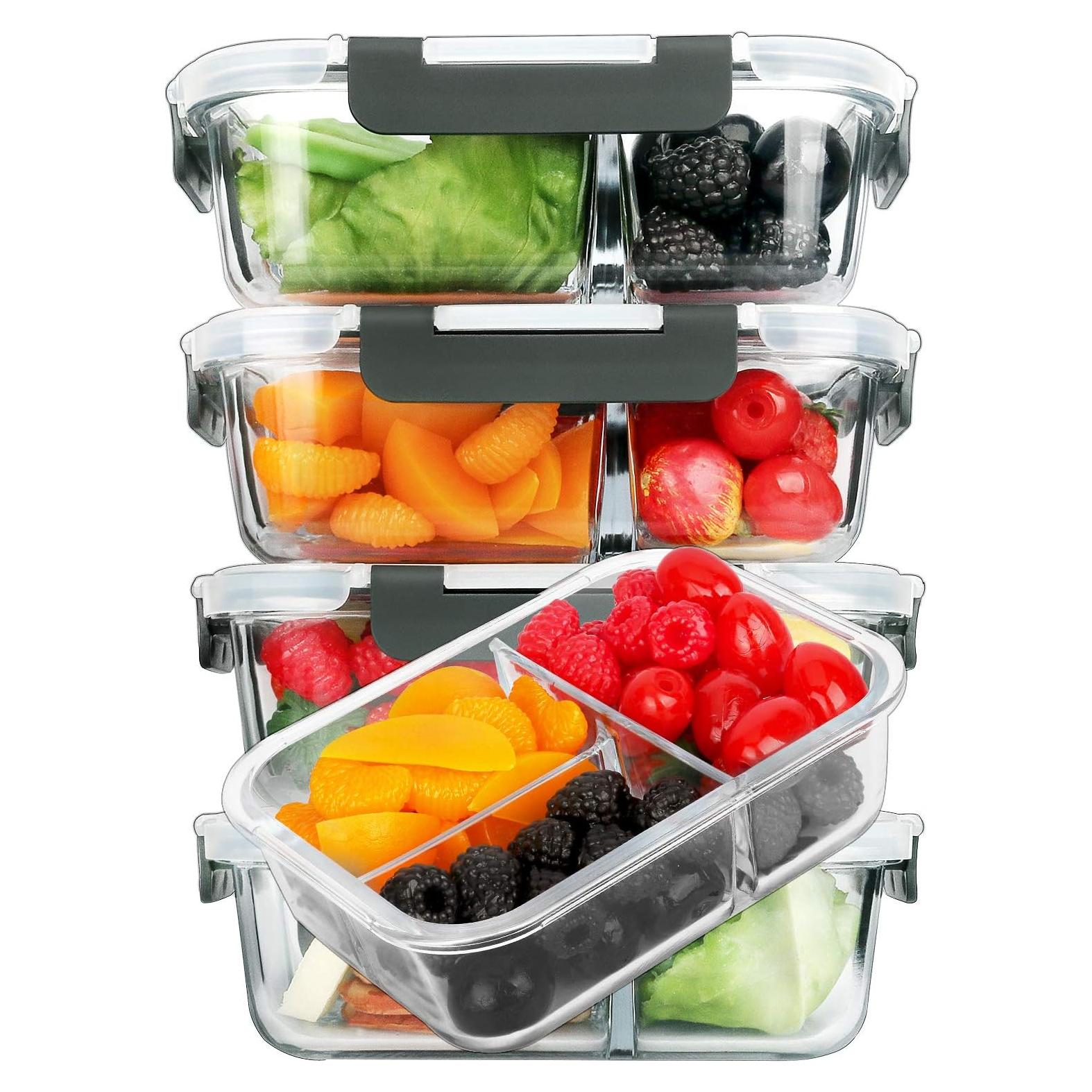 Contenedores de Vidrio MCIRCO 5-Pack 1.06L 3 Compartimentos