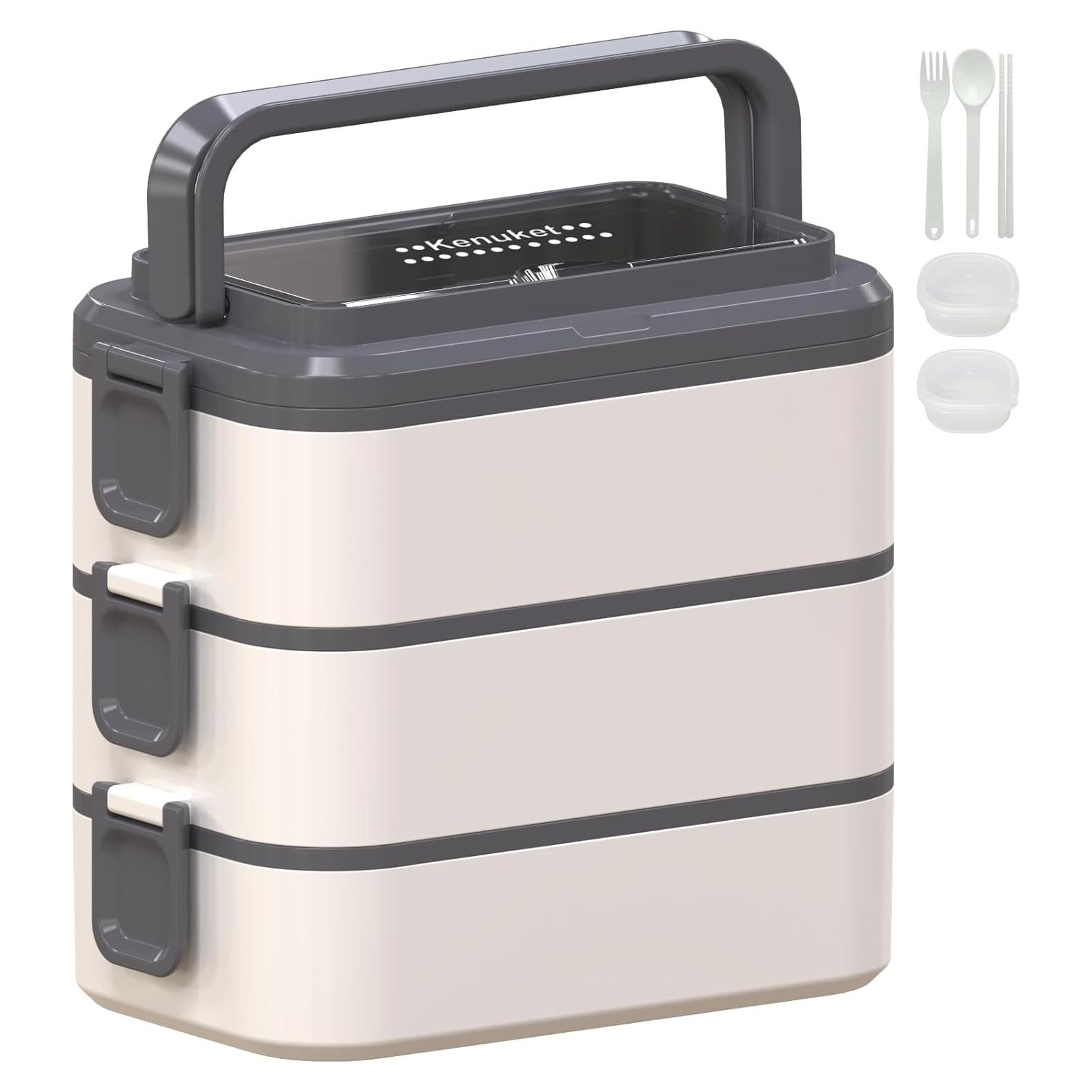 Caja Bento Apilable Kenuket 3000ml 3 Capas A Prueba de Fugas