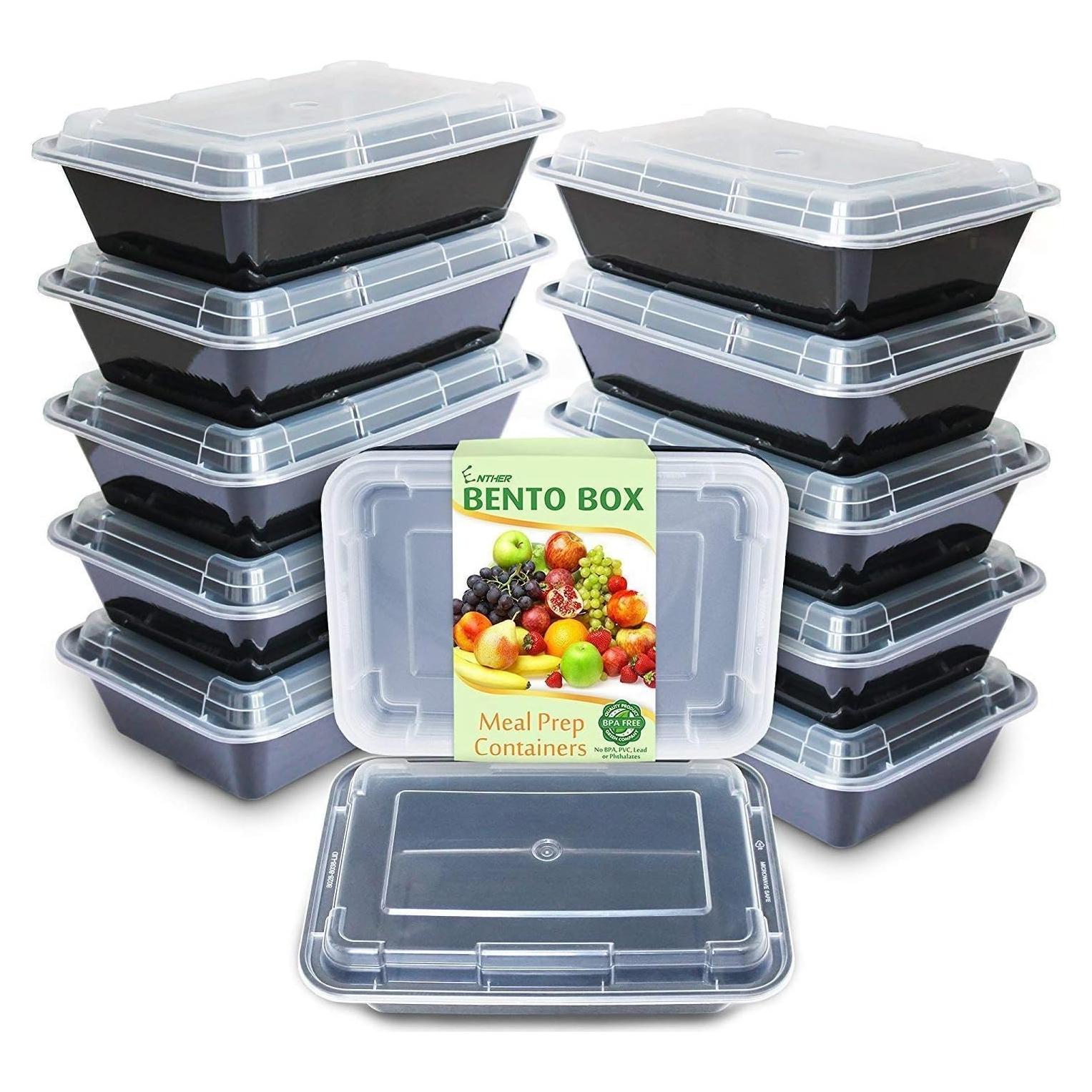 Contenedores de Comida Enther 12 Piezas 830ml Apilables BPA Free