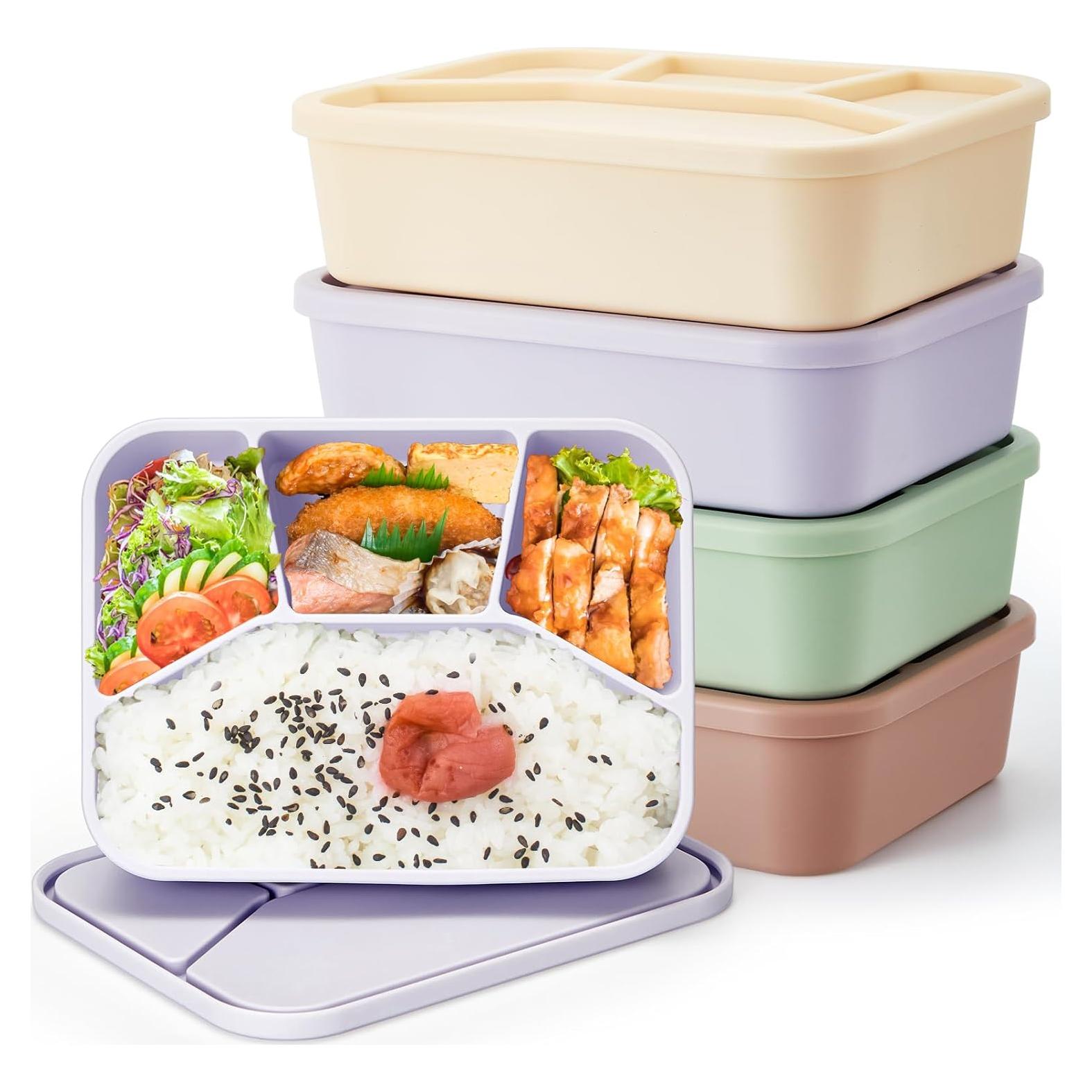 4 Cajas Bento de Silicona Ziliny Rectangulares a Prueba de Fugas