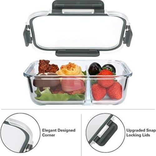 Contenedores de Vidrio MCIRCO 5-Pack 1.07L 2 Compartimentos