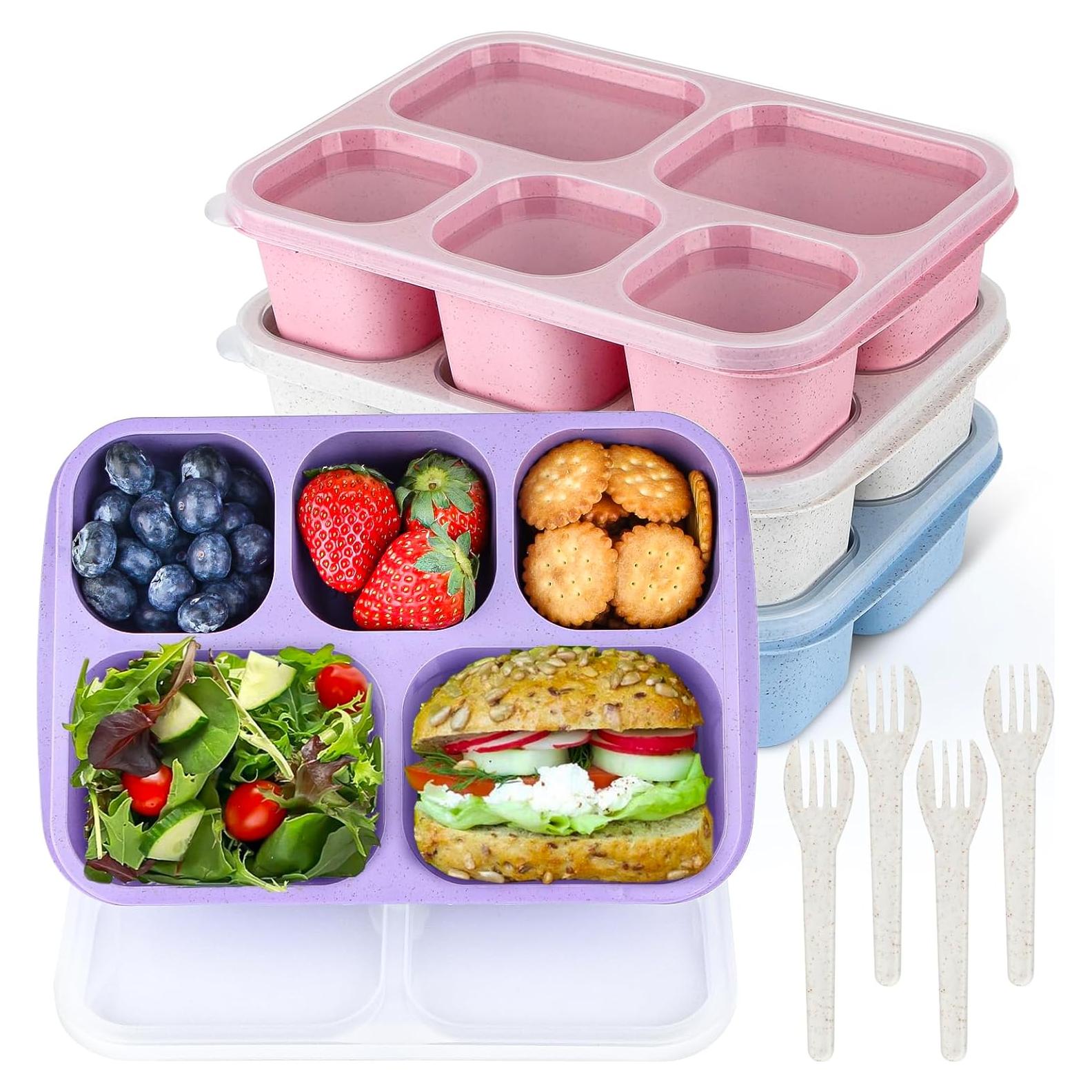 MaMix Bento Box 4 Piezas - Caja de Almuerzo 5 Compartimentos