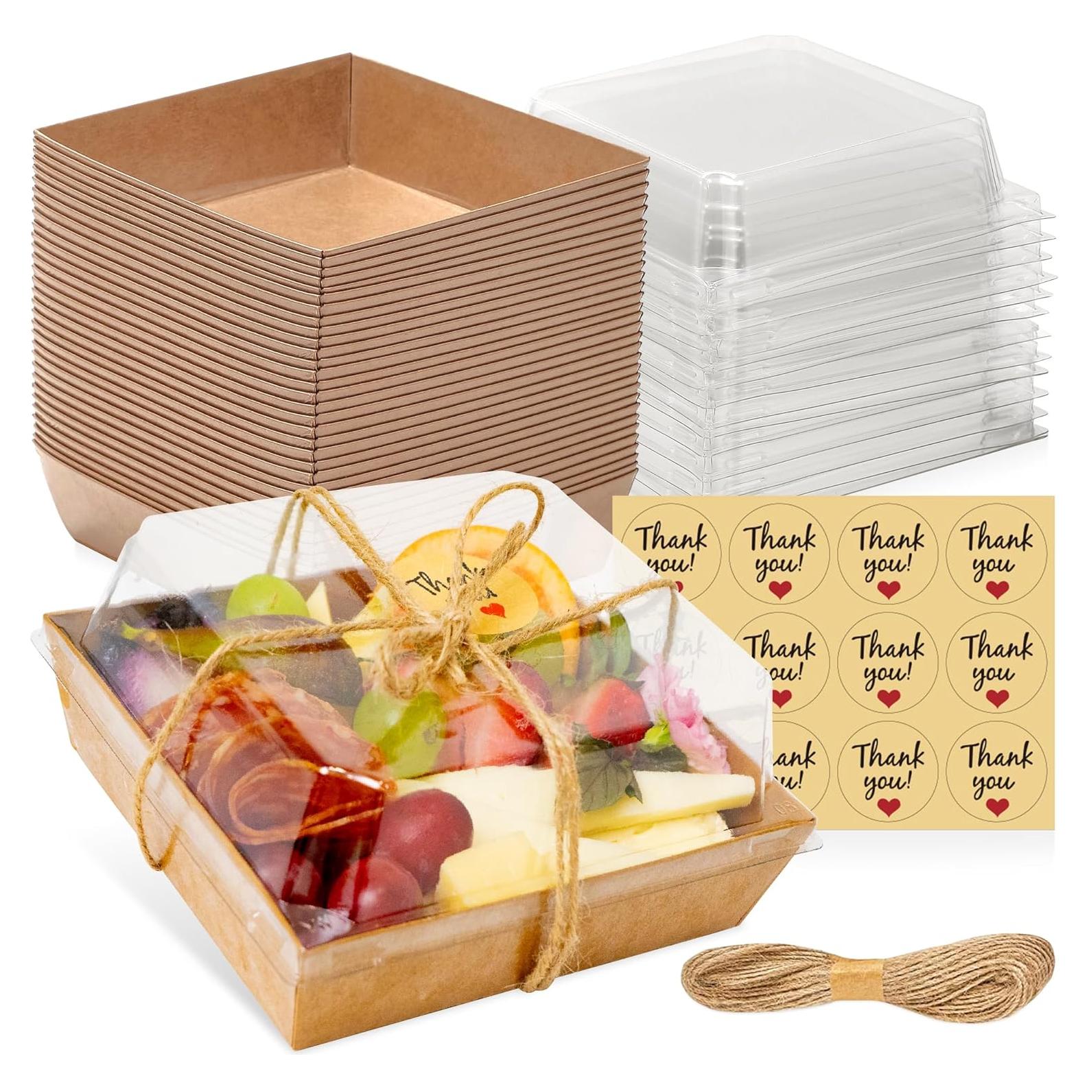 Paquete de 50 Cajas de Charcutería Leafiew 5" Resistentes