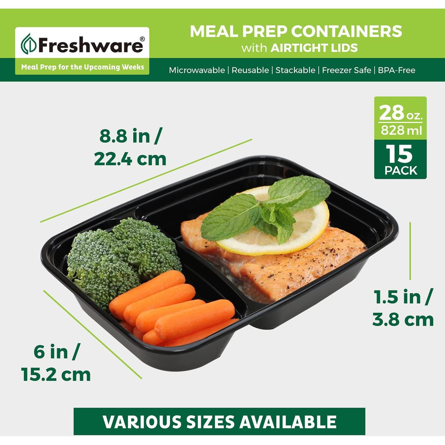 Contenedores de Preparación de Comidas Freshware 15 Pzas 828ml