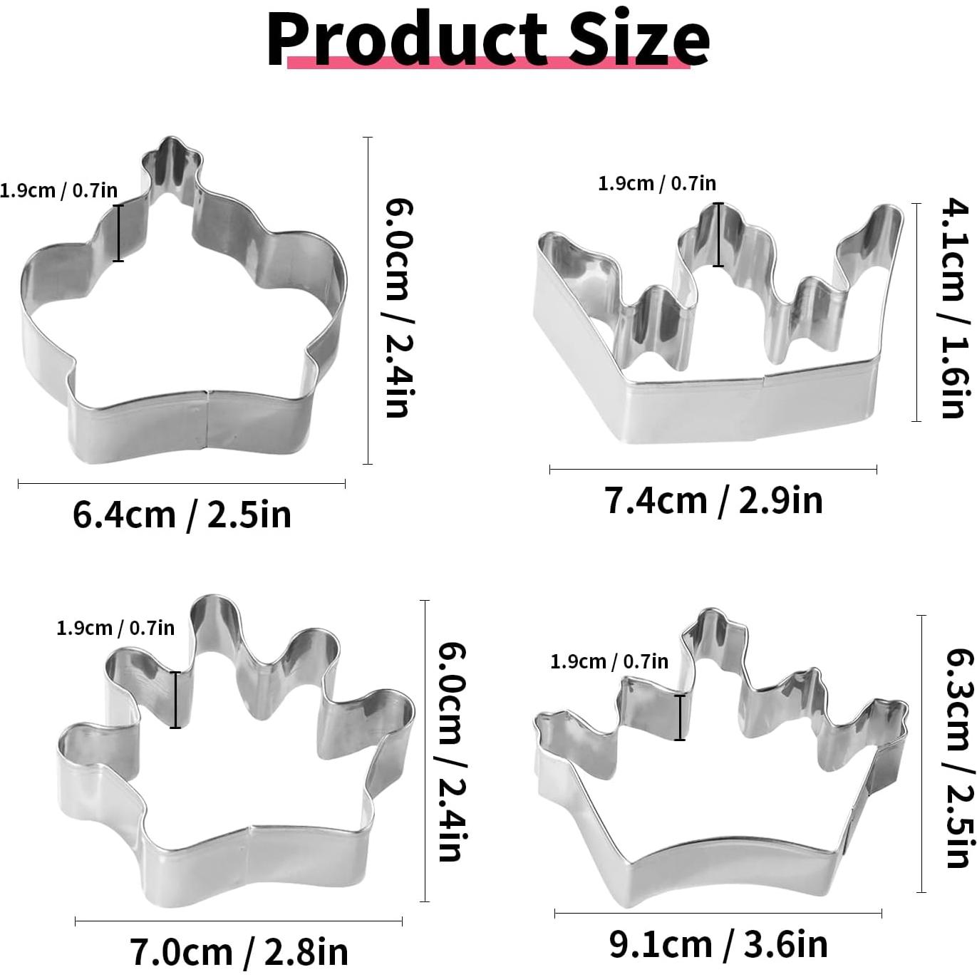 Cortadores de Galletas 4 Pcs SK Acero Inoxidable Formas Rey Reina