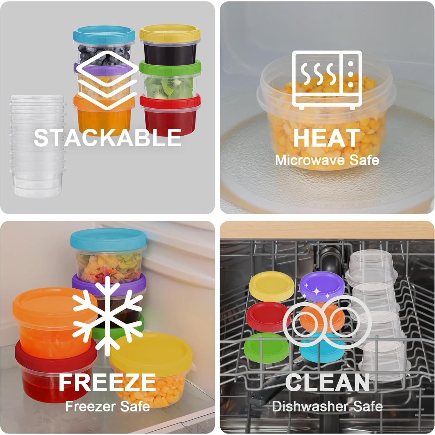 Contenedores de Plástico 8 oz Yomarket, Paquete de 12 Apilables