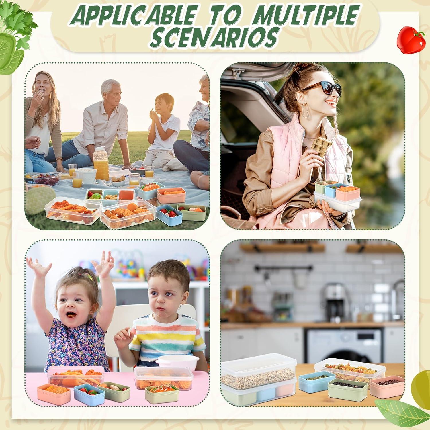 Set de 16 Contenedores de Snack SiliFine con 3 Compartimentos