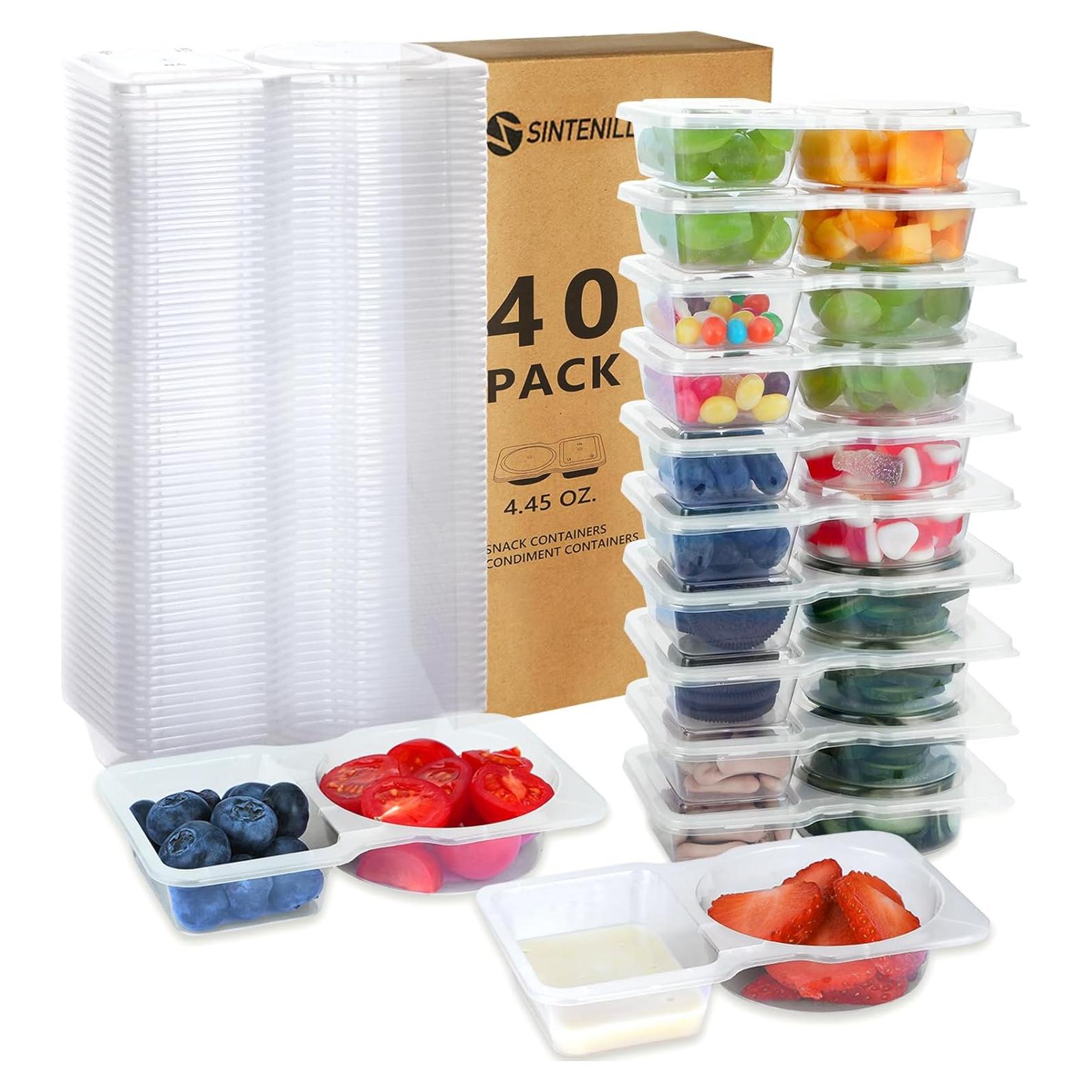 40 Sets Recipientes Reutilizables SINTENILL Doble Compartimento 130ml