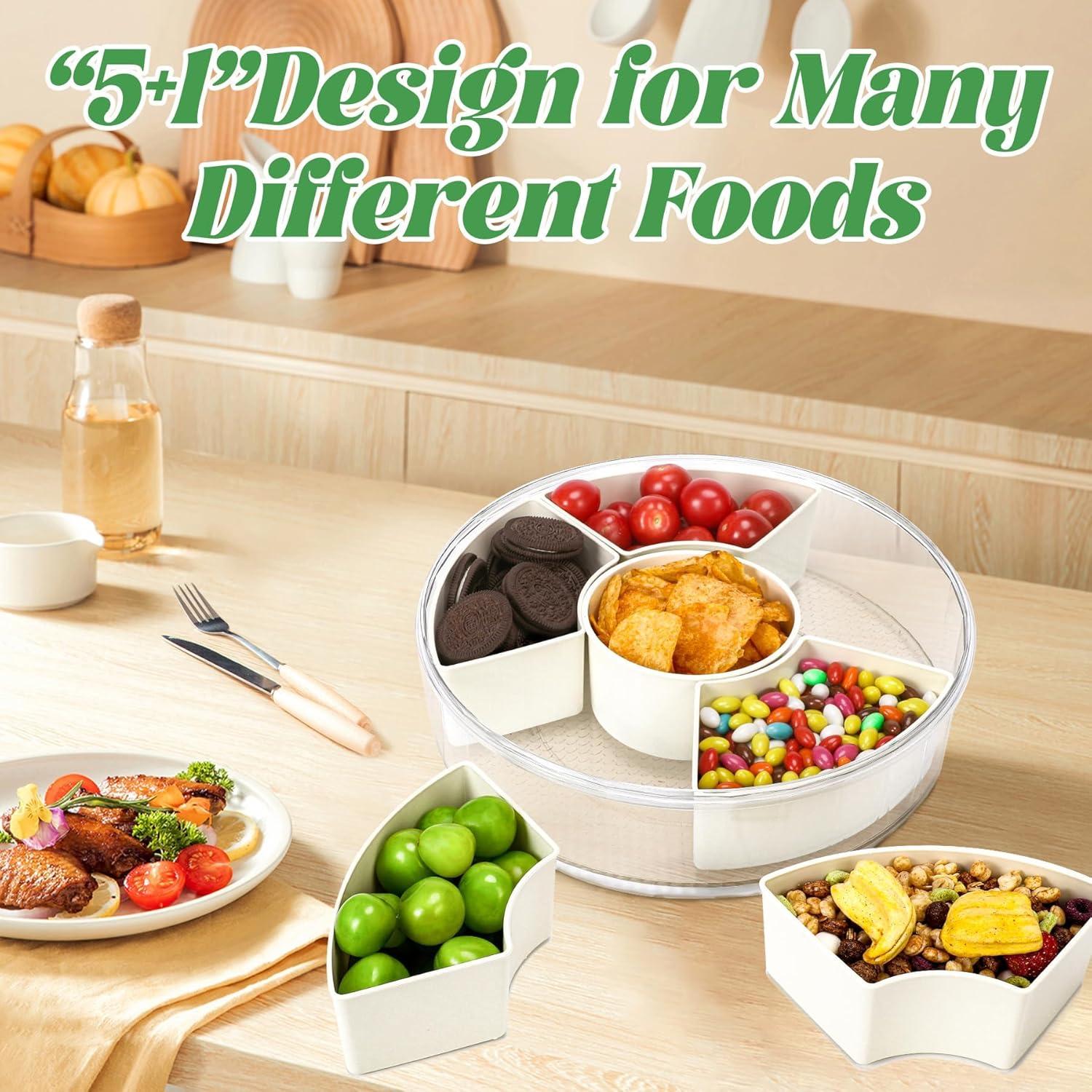 Contenedor Snackle Box Beige 6 Compartimentos 30.99 cm