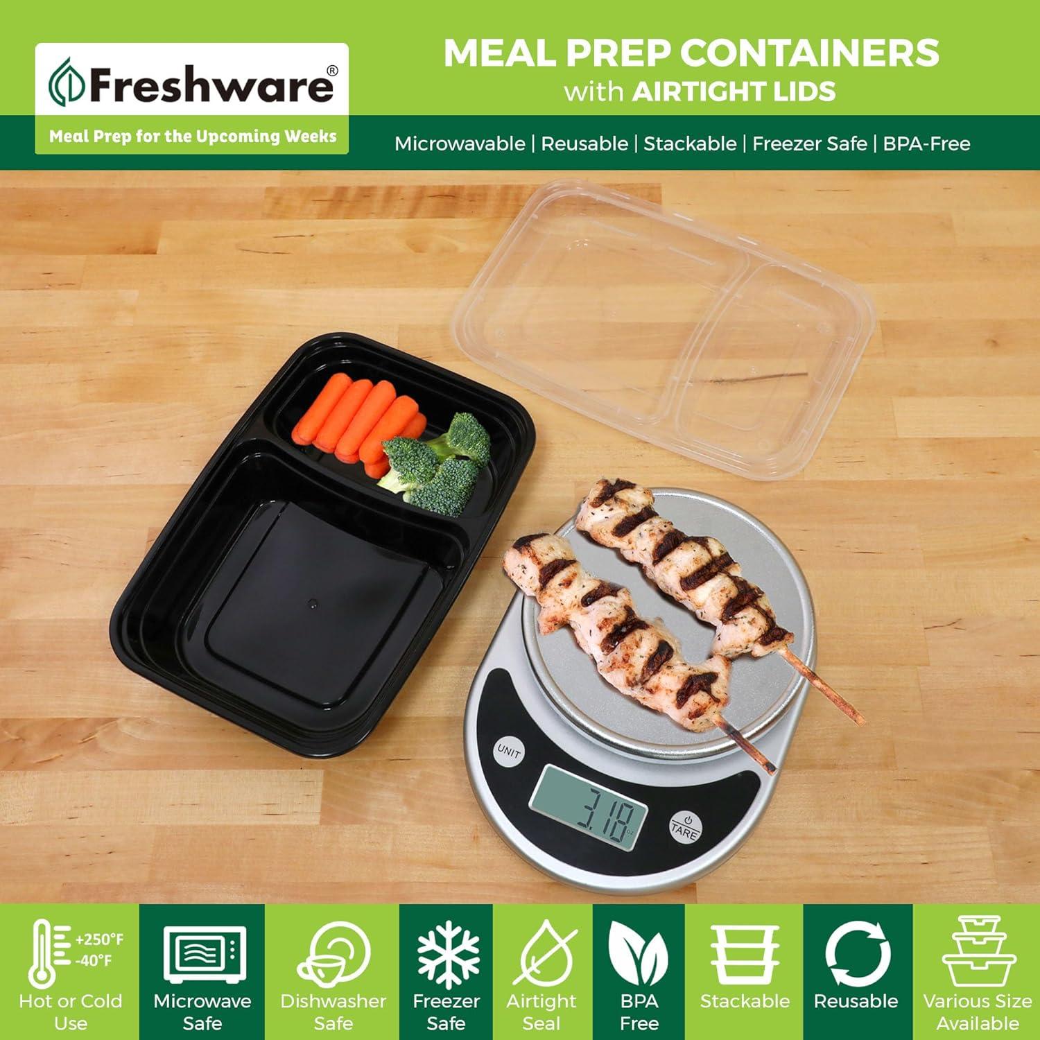 Contenedores de Preparación de Comidas Freshware 15 Piezas 828 ml