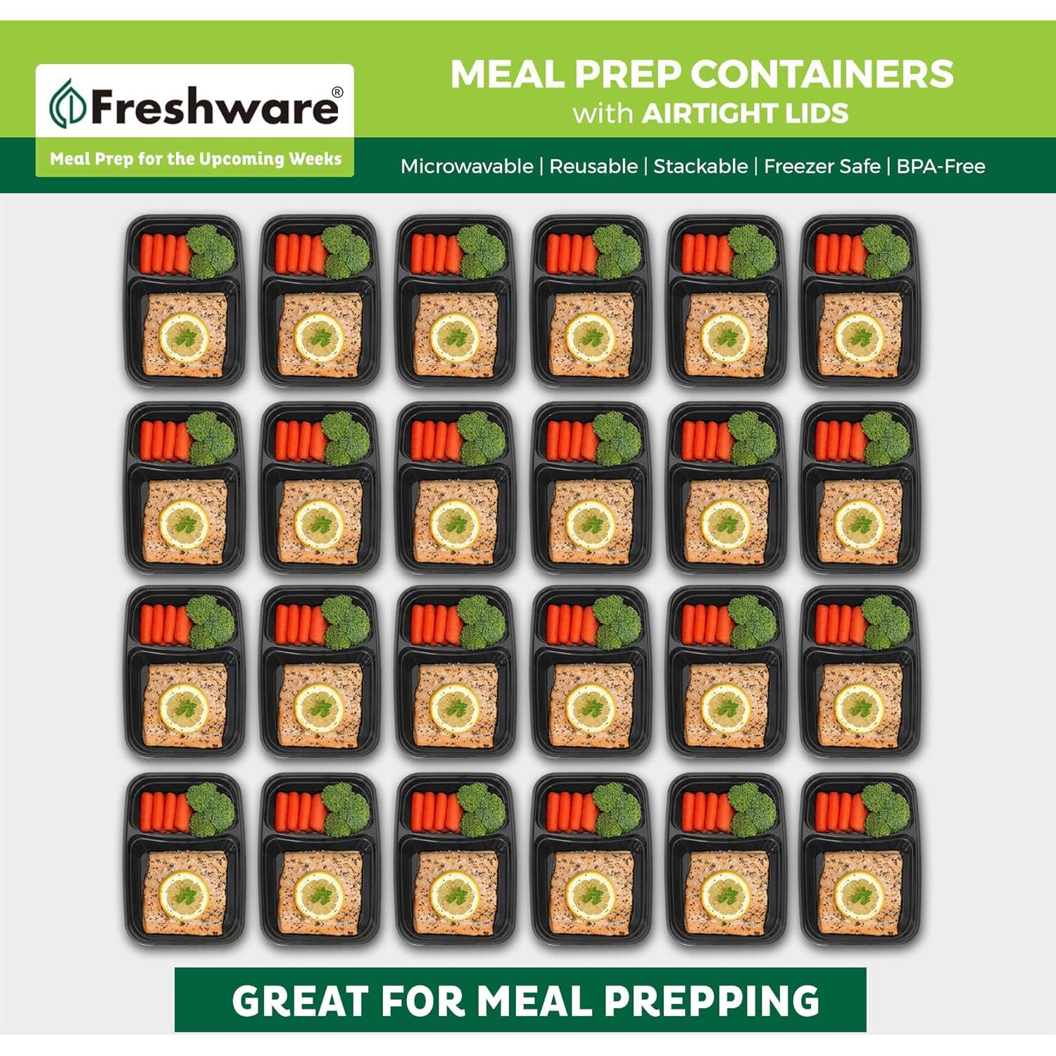 Contenedores de Preparación de Comidas Freshware 15 Piezas 828 ml