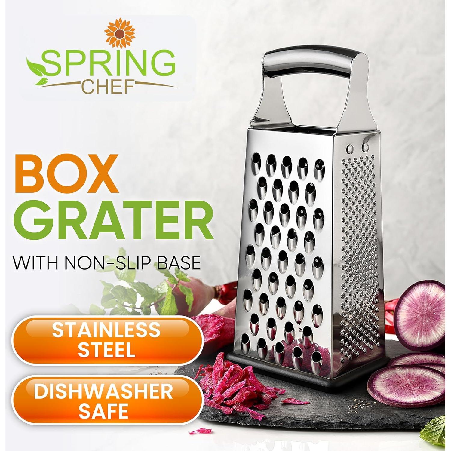 Rallador de Queso Profesional Spring Chef Grande Acero Inoxidable