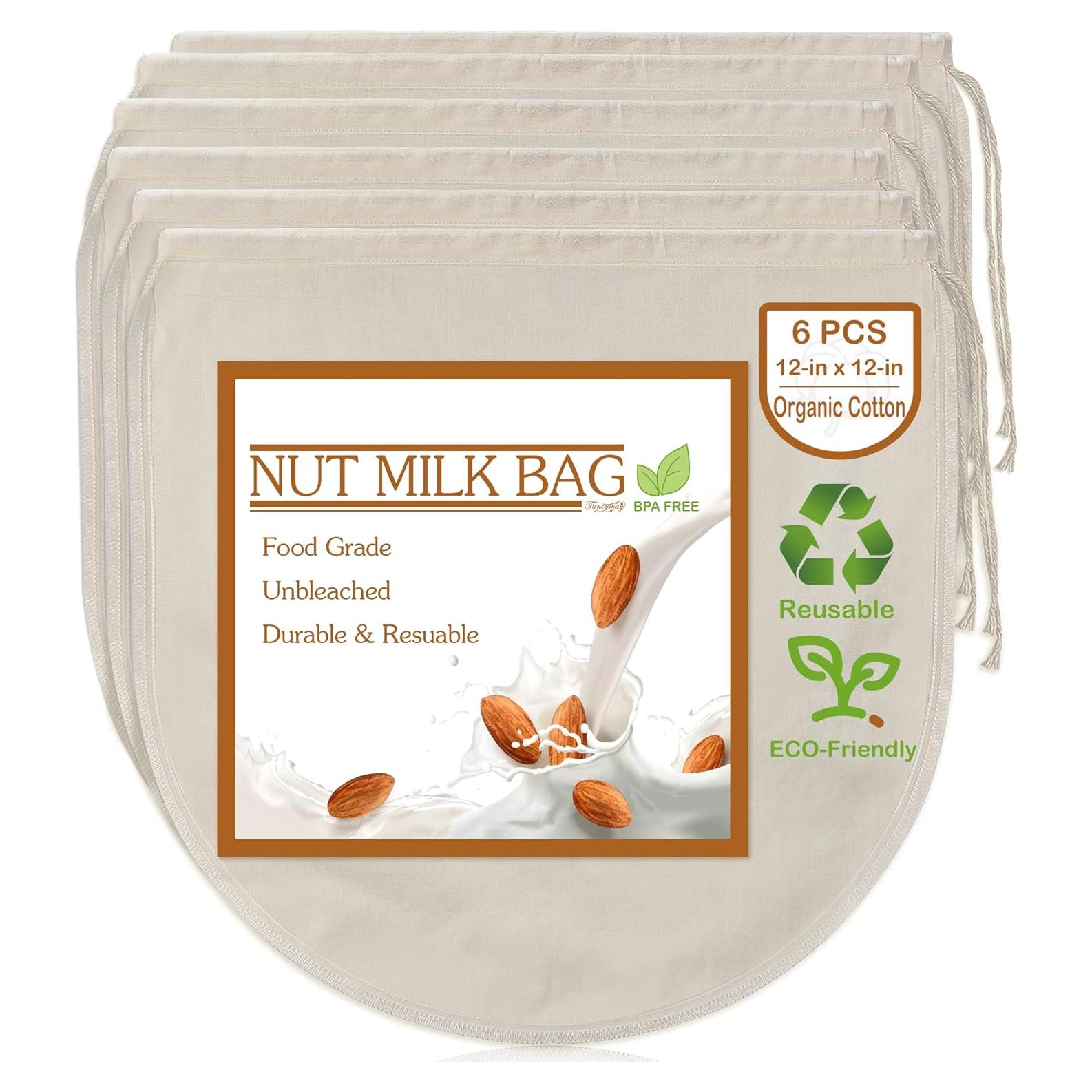 Bolsas para Leche de Nueces Fancymay 30.48cm 6 Pcs Algodón