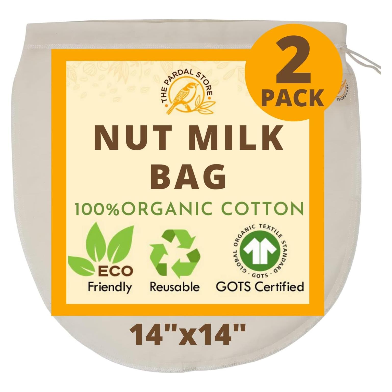 Bolsa para Leche de Nueces 35.56cm Algodón Orgánico The Pardal Store