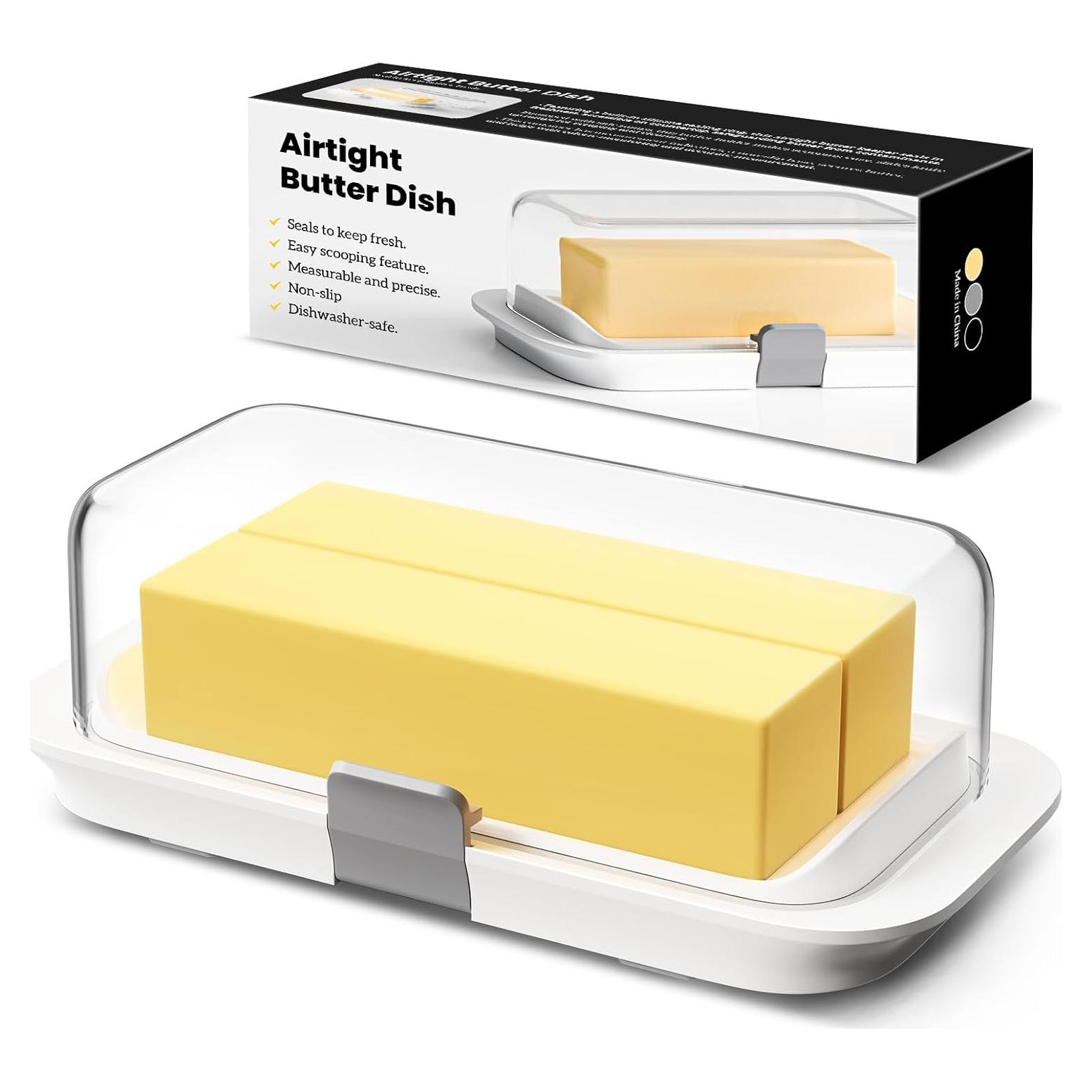 Plato de Mantequilla Hermético Pisol Grande 250g Blanco