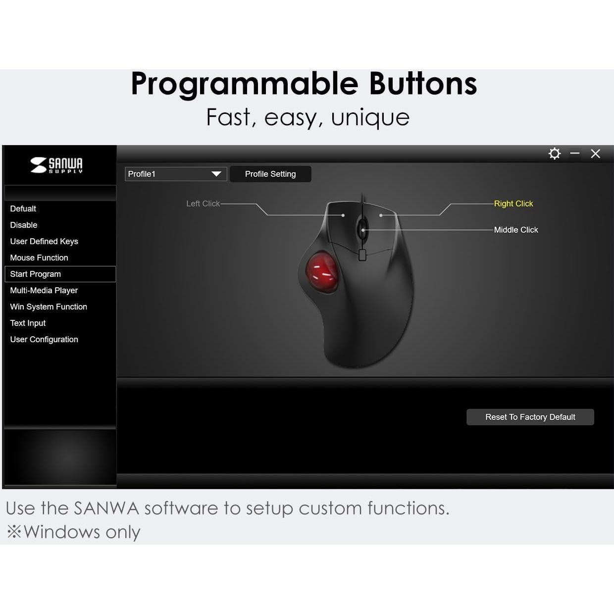 SANWA Ratón Trackball Ergonómico Bluetooth 40mm 600-1600 DPI